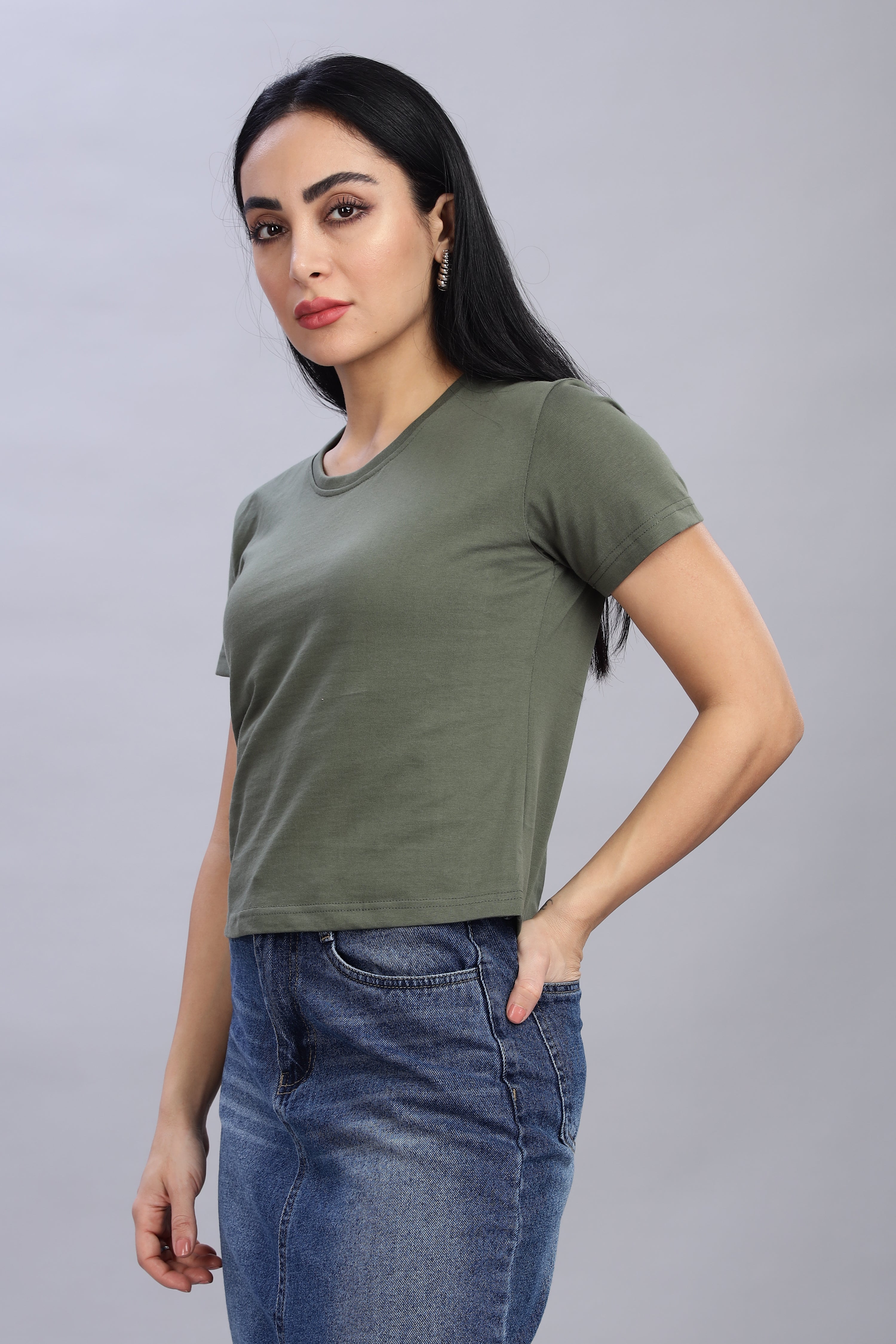 Olive Green Crop Top