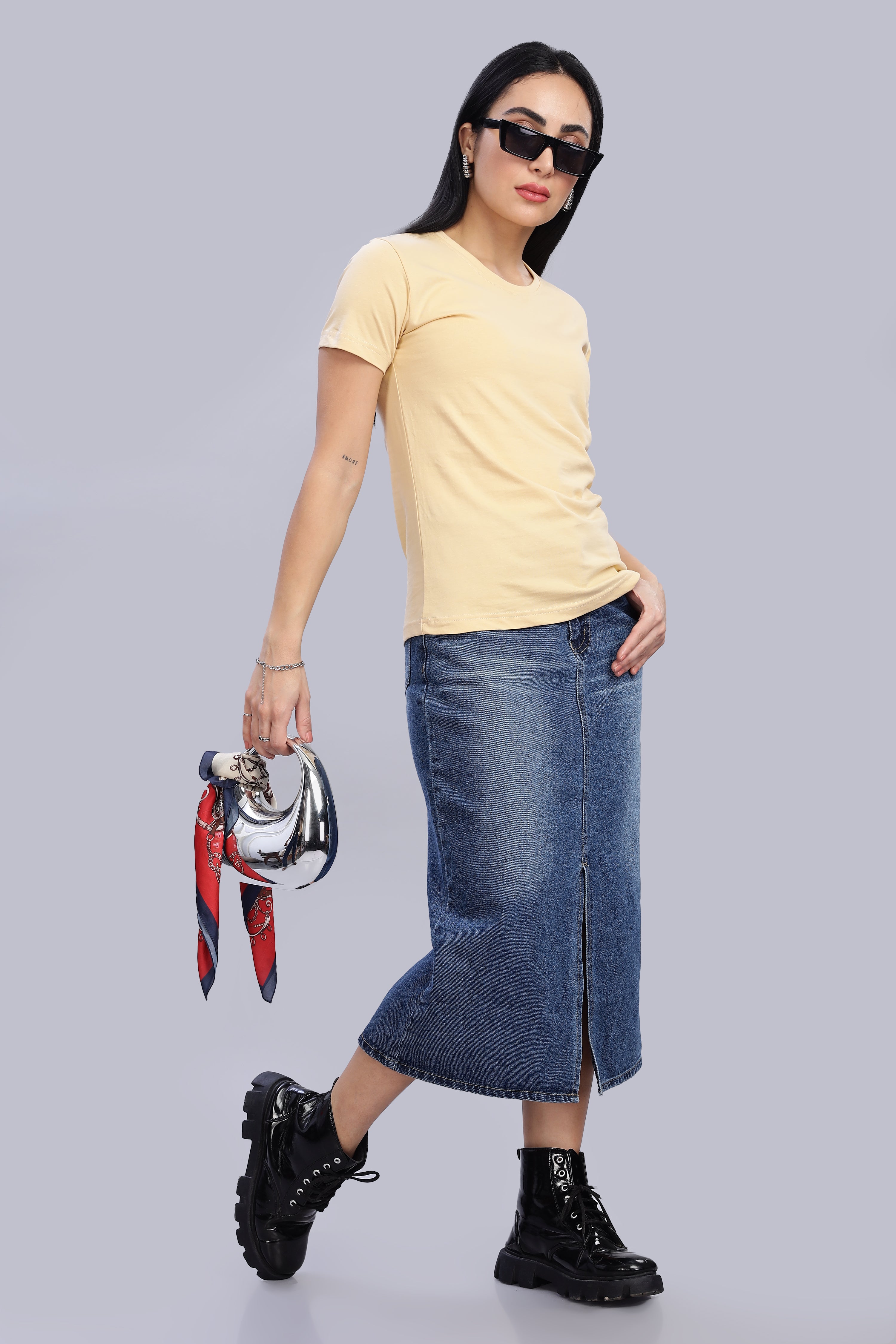 Cream Cotton Half Sleeve T-Shirt