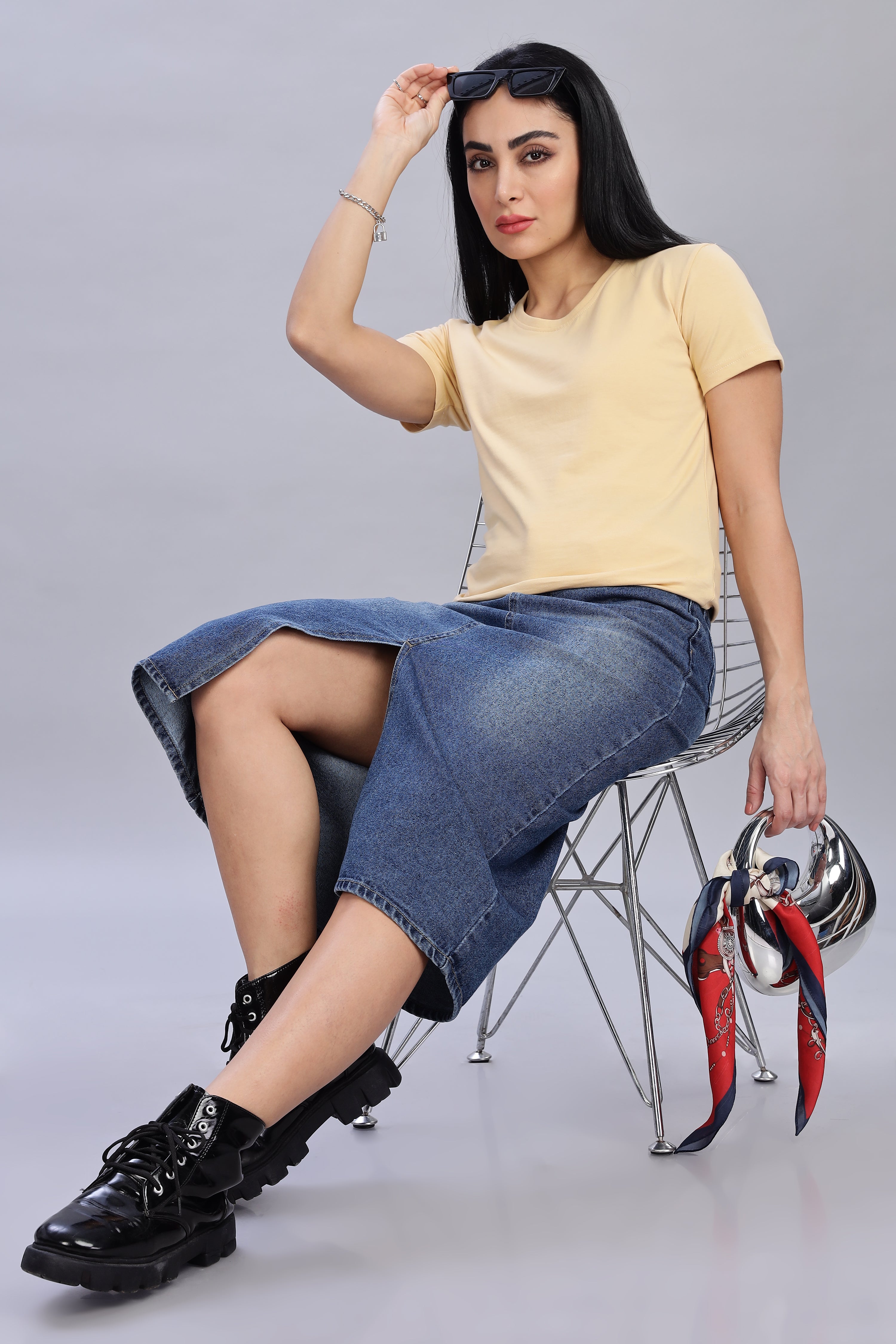 Cream Cotton Half Sleeve T-Shirt