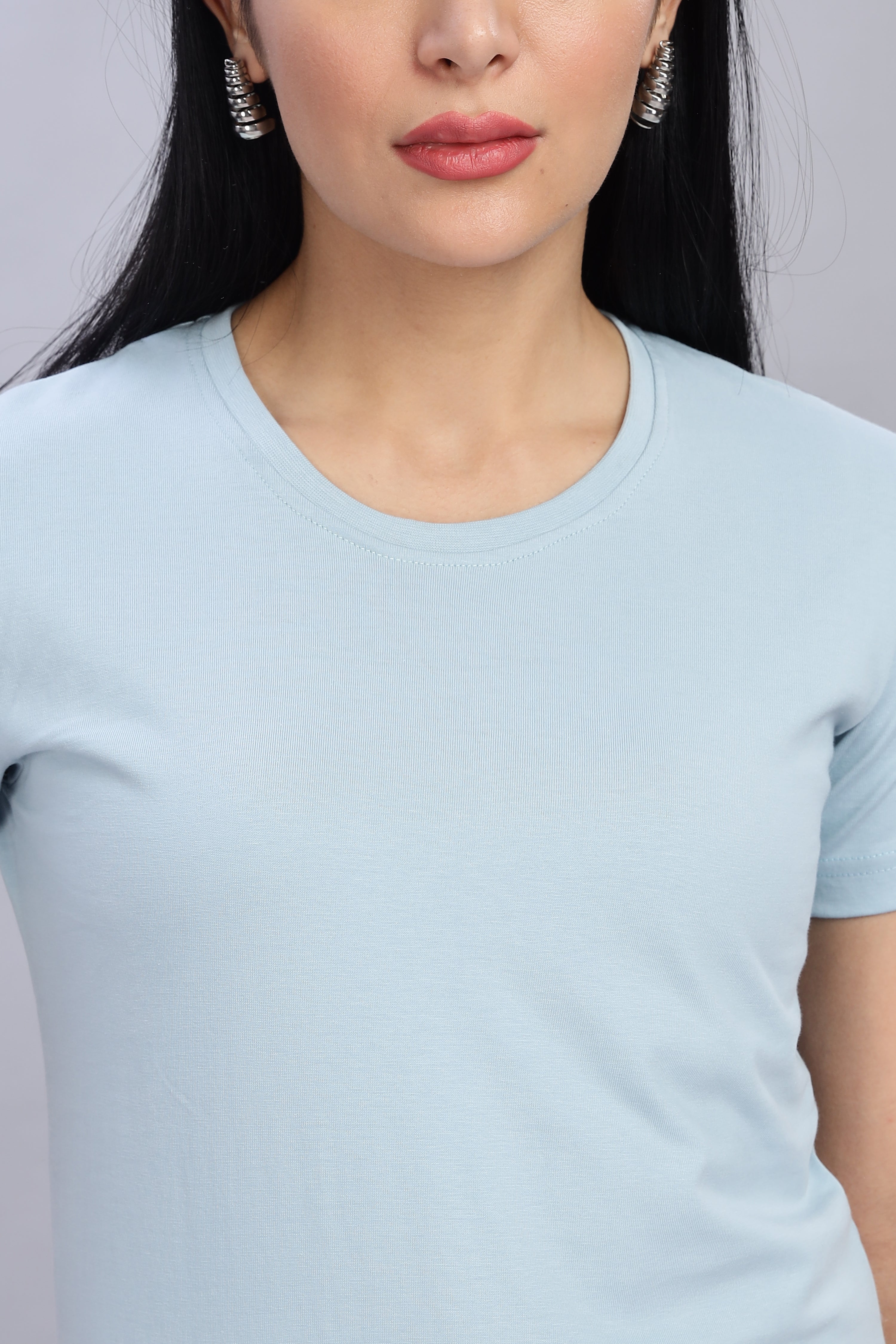 Pigeon Blue Cotton Half Sleeve T-Shirt