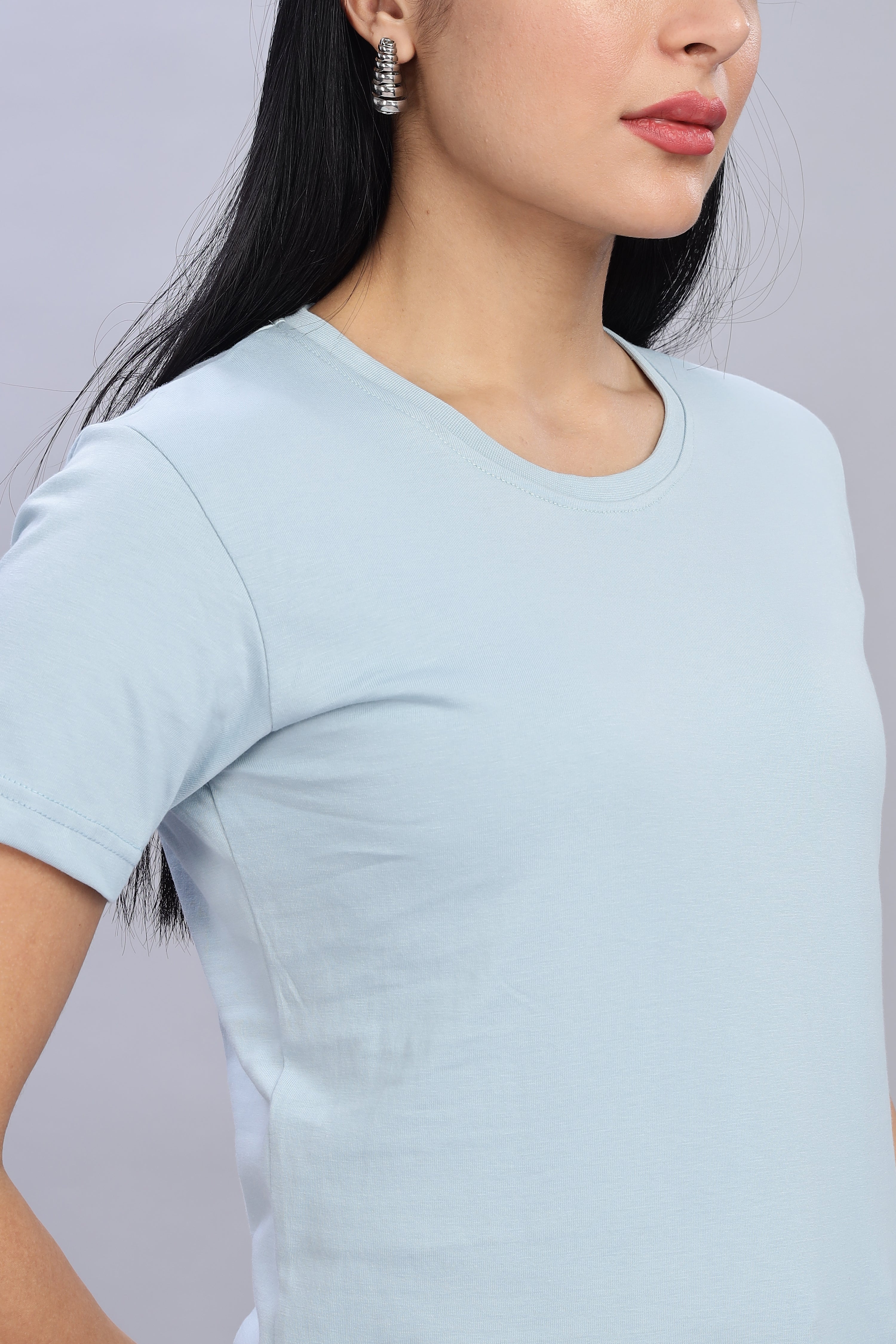 Pigeon Blue Cotton Half Sleeve T-Shirt