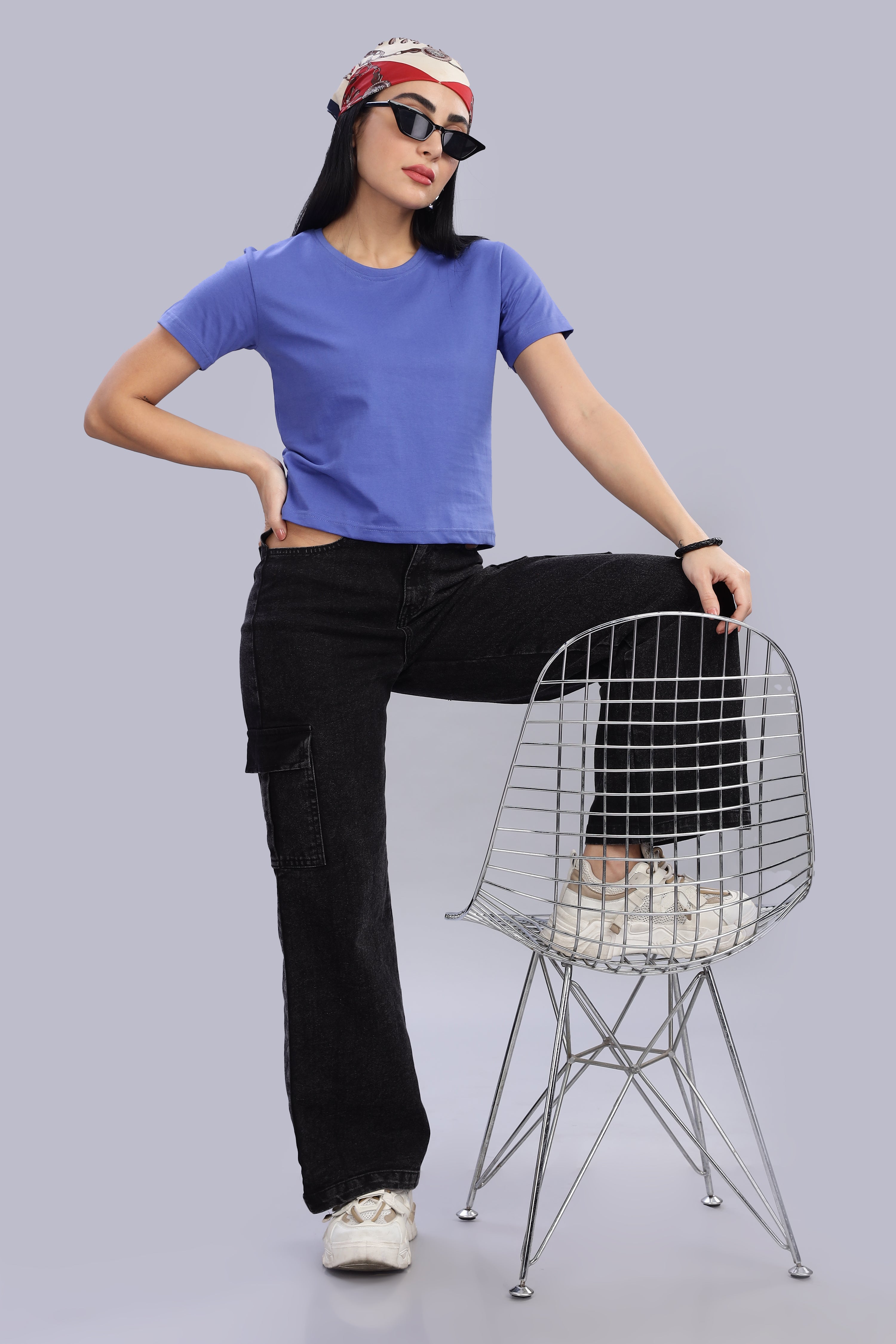 English Blue Crop Top