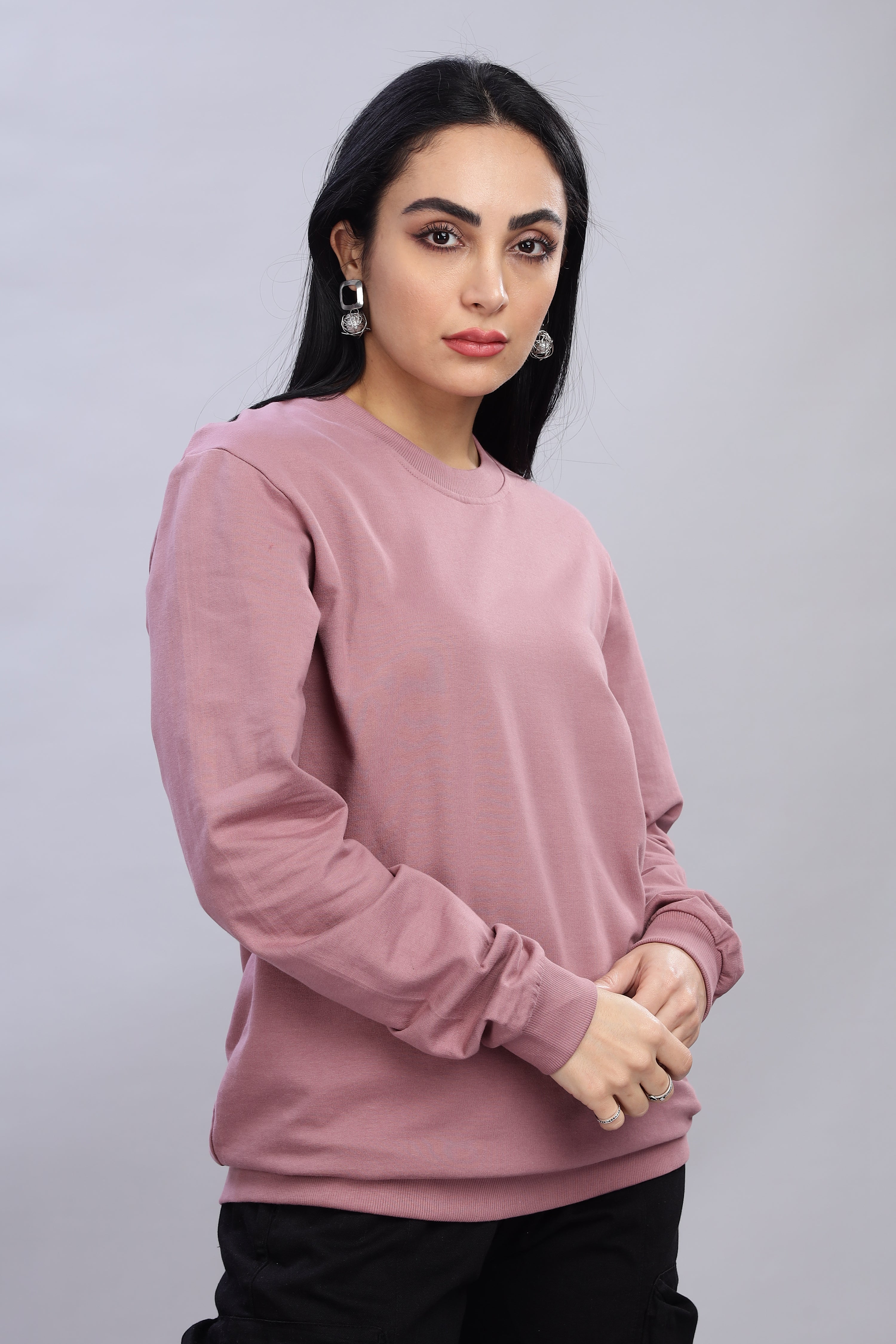 Puce Pink Cotton Women’s Sweatshirt