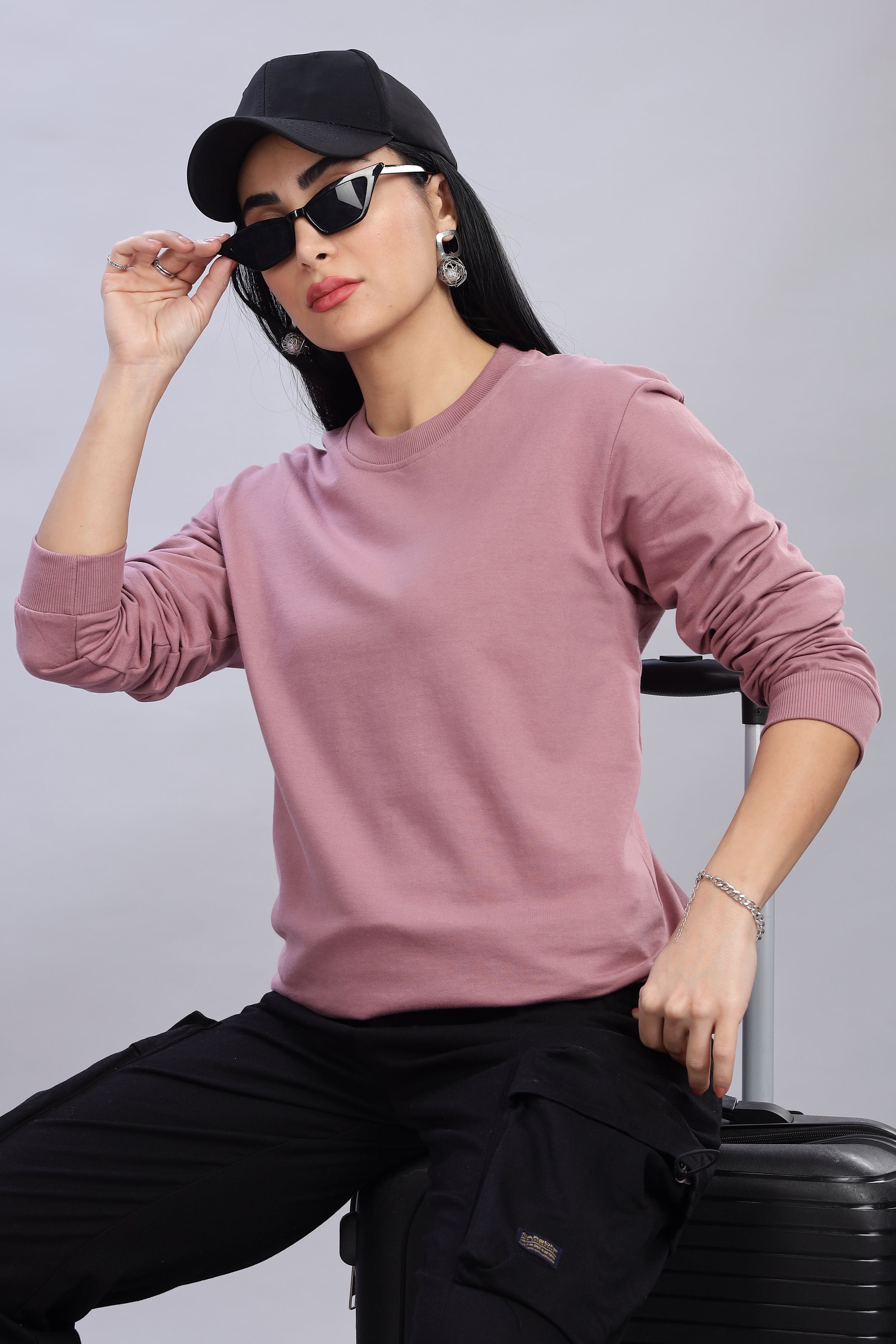 Puce Pink Cotton Women’s Sweatshirt
