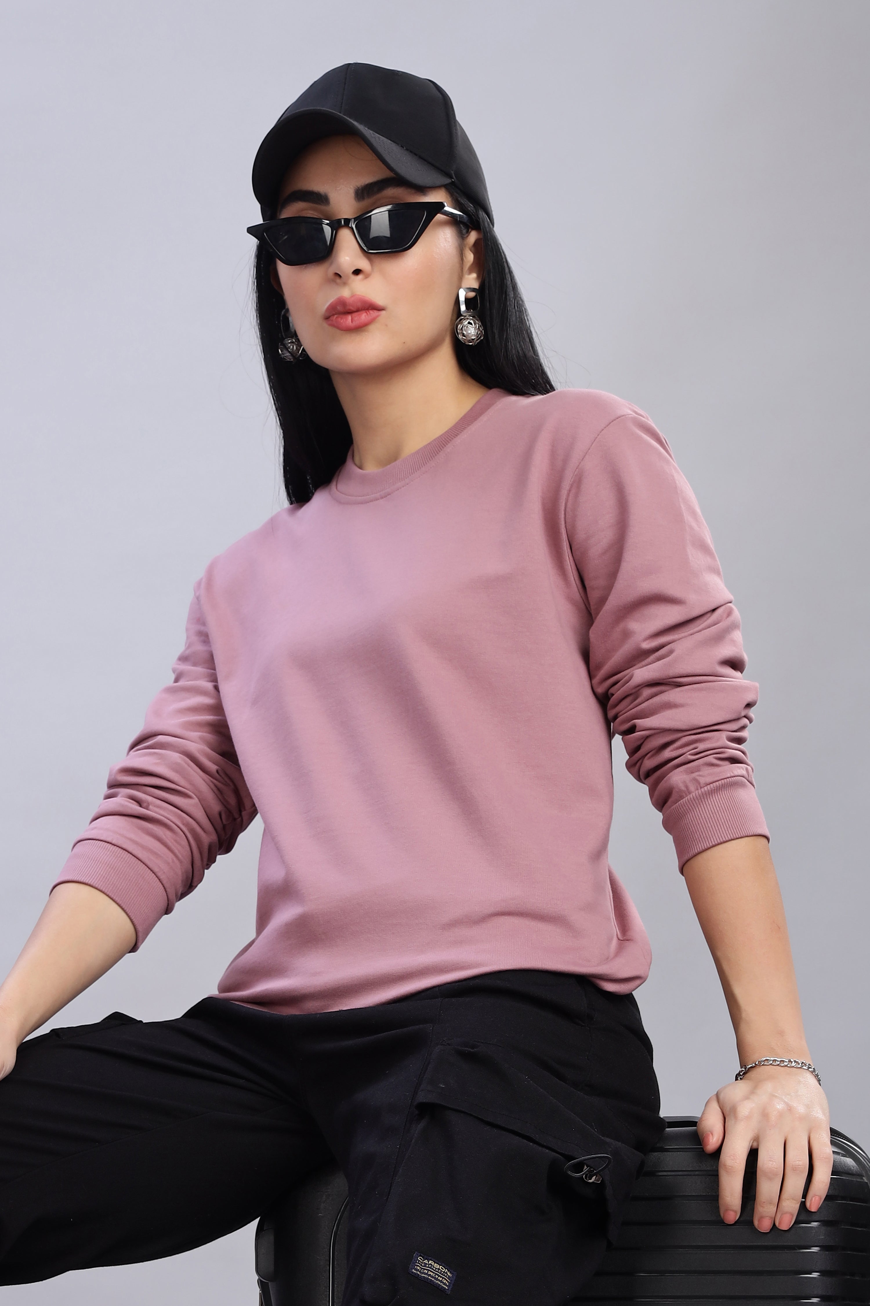Puce Pink Cotton Women’s Sweatshirt
