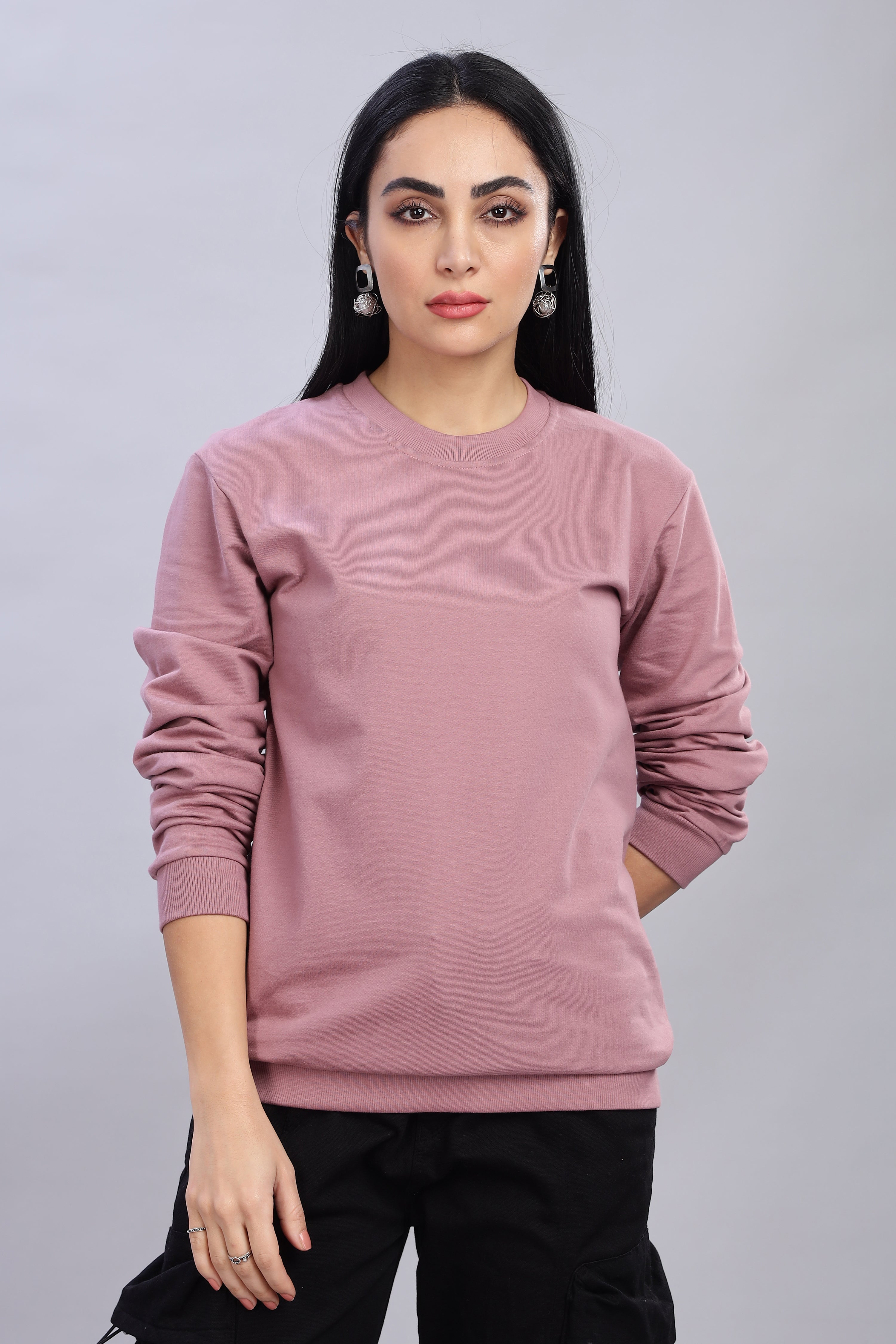 Puce Pink Cotton Women’s Sweatshirt