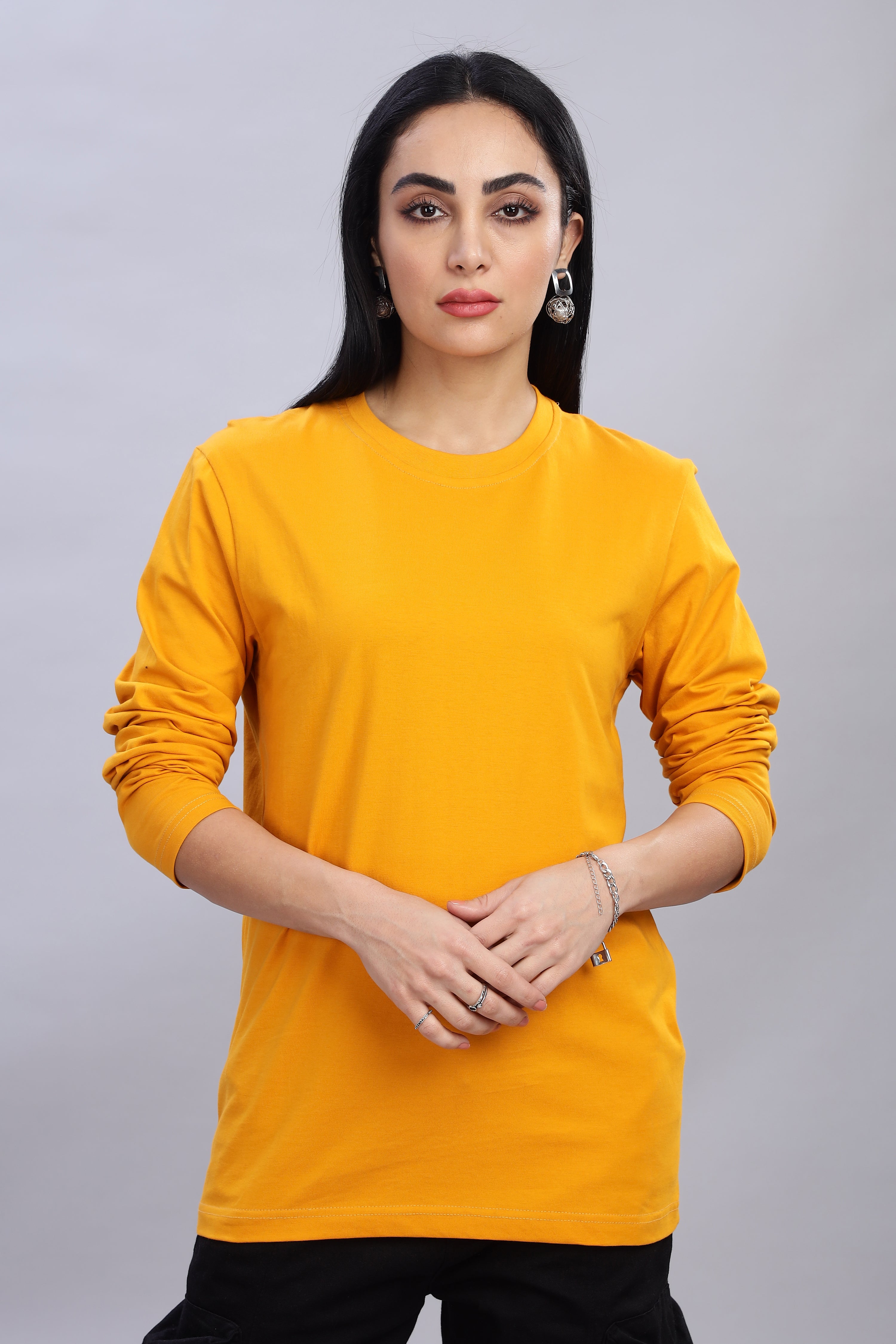 Yellow Long Sleeve Crew Neck T-Shirt
