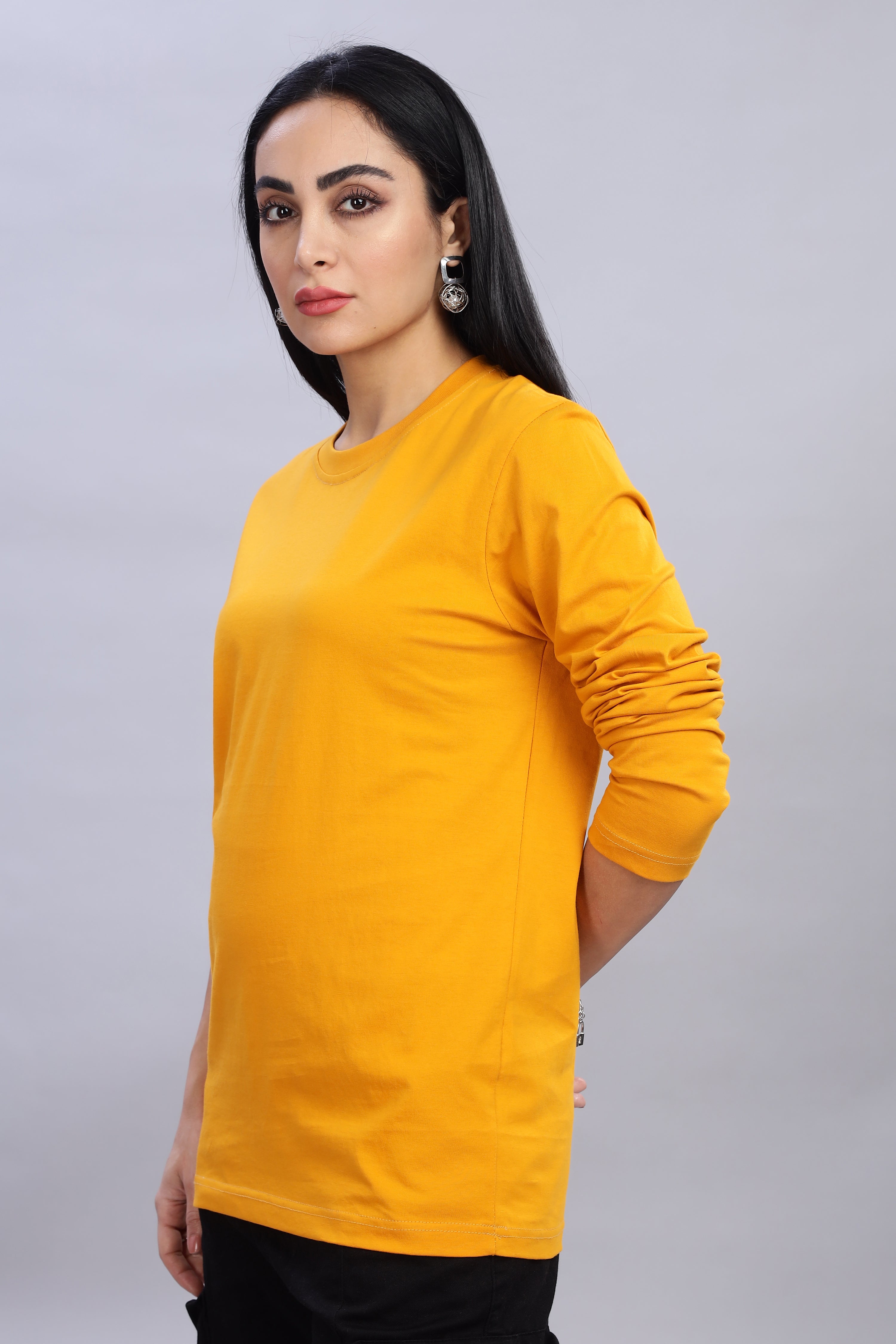 Yellow Long Sleeve Crew Neck T-Shirt