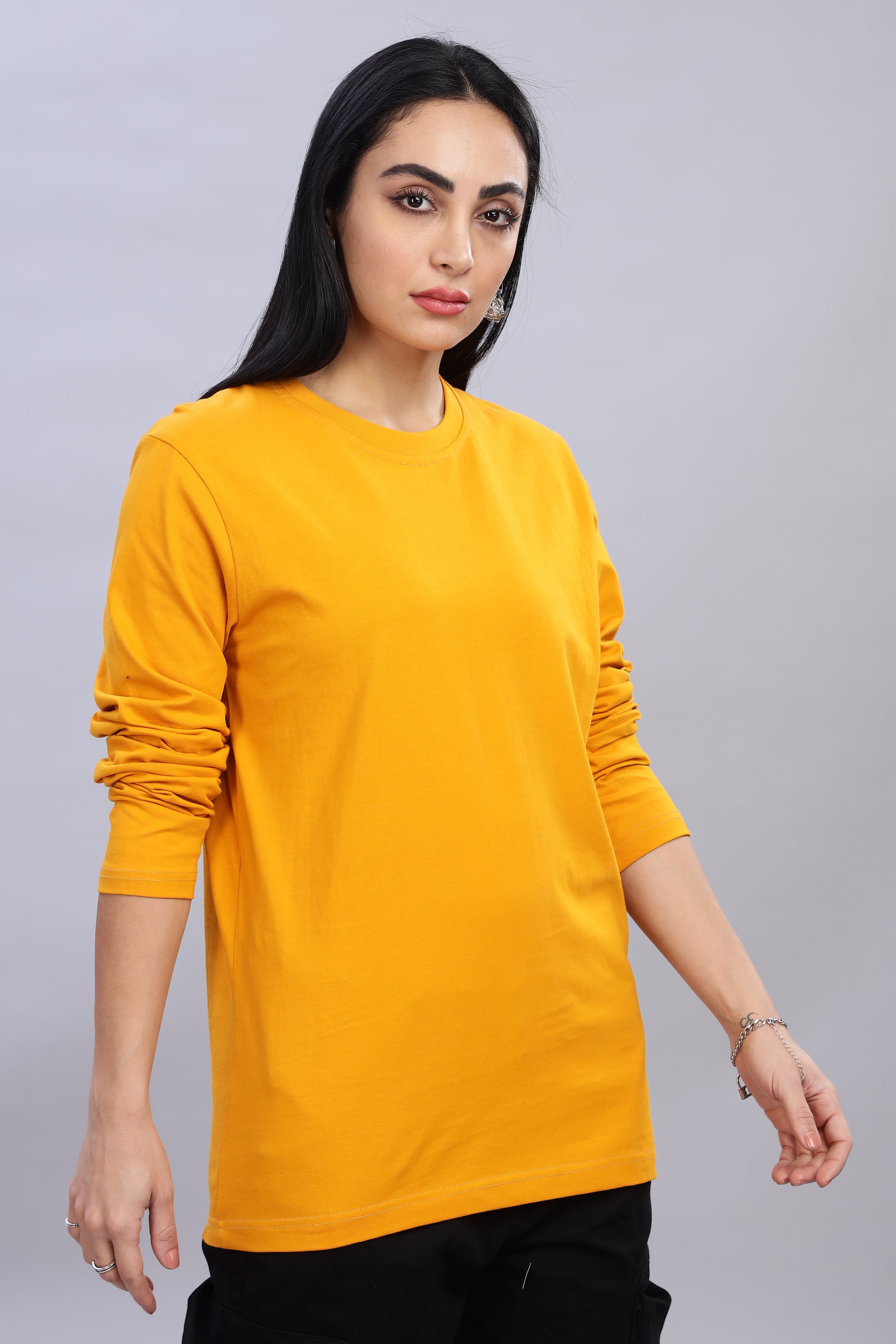 Yellow Long Sleeve Crew Neck T-Shirt
