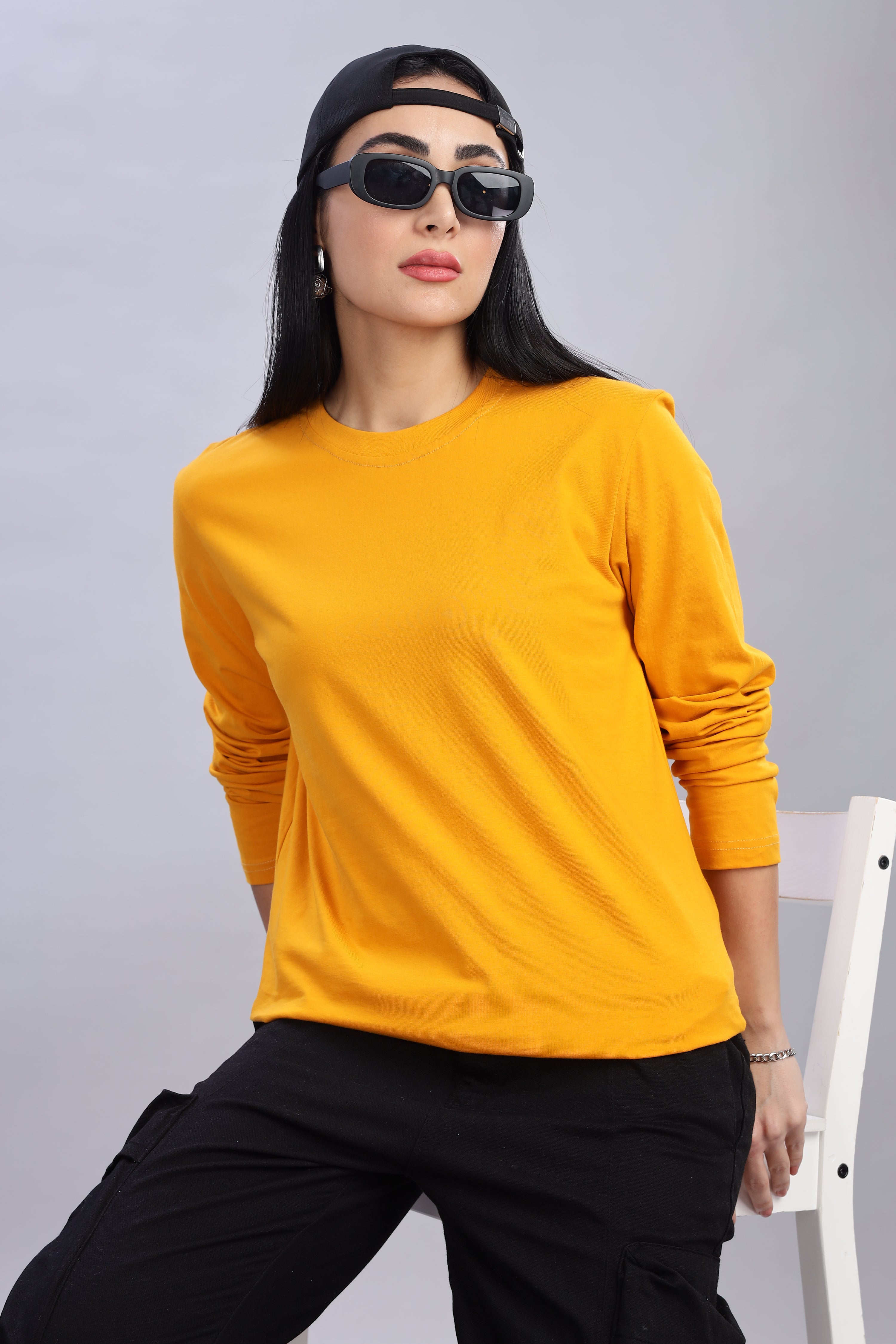 Yellow Long Sleeve Crew Neck T-Shirt