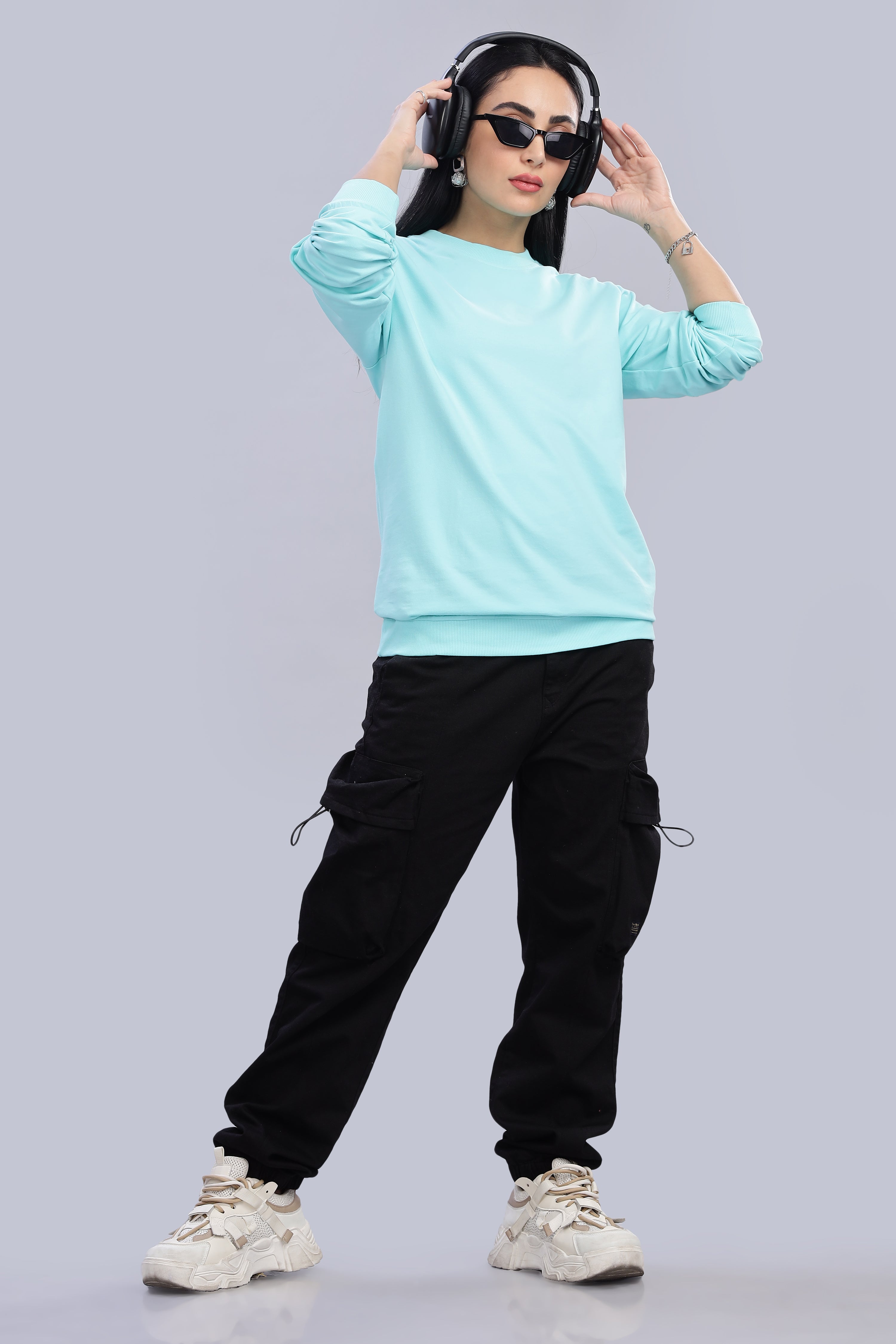 Turquoise Cotton Women’s Sweatshirt