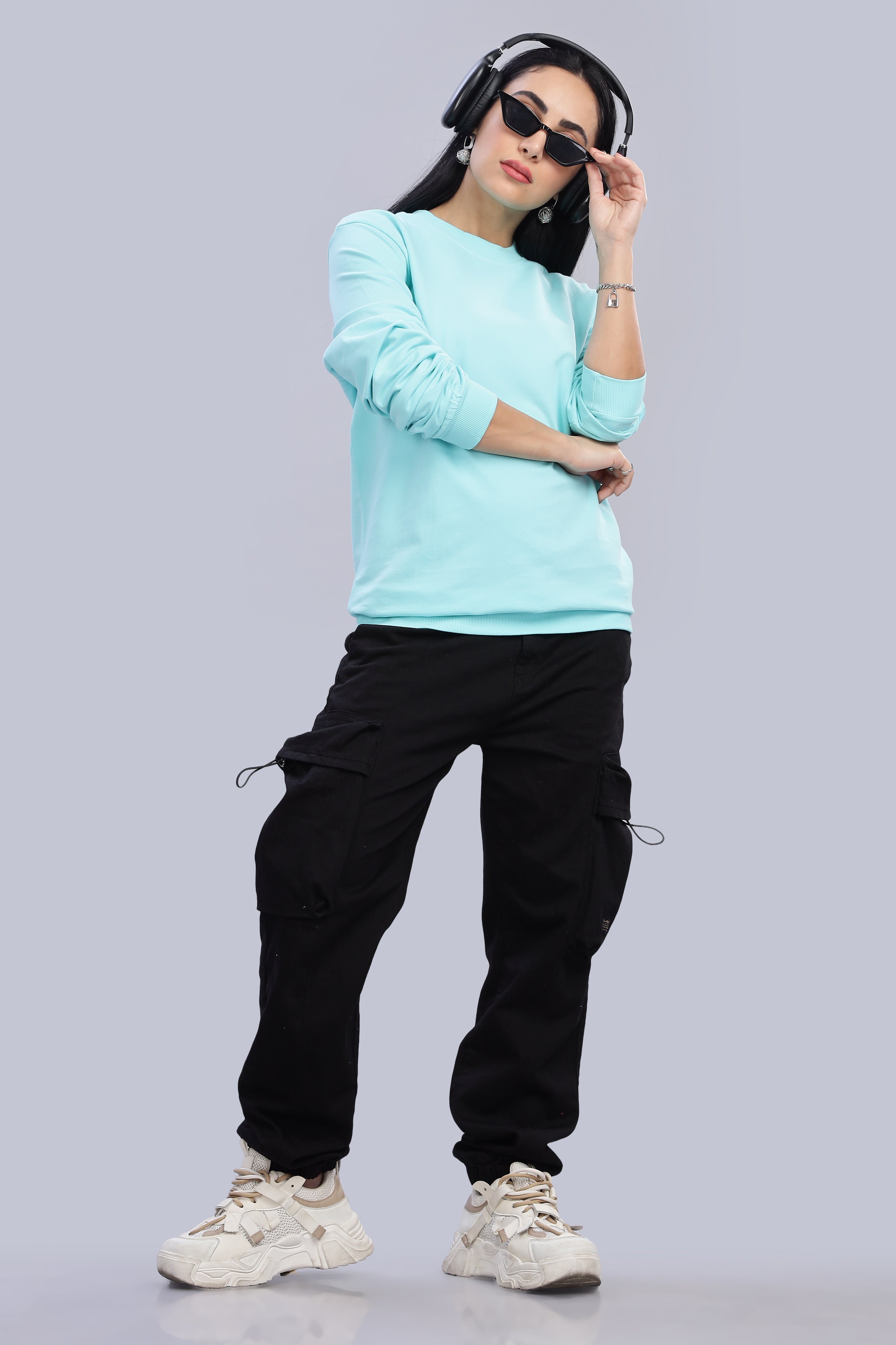 Turquoise Cotton Women’s Sweatshirt