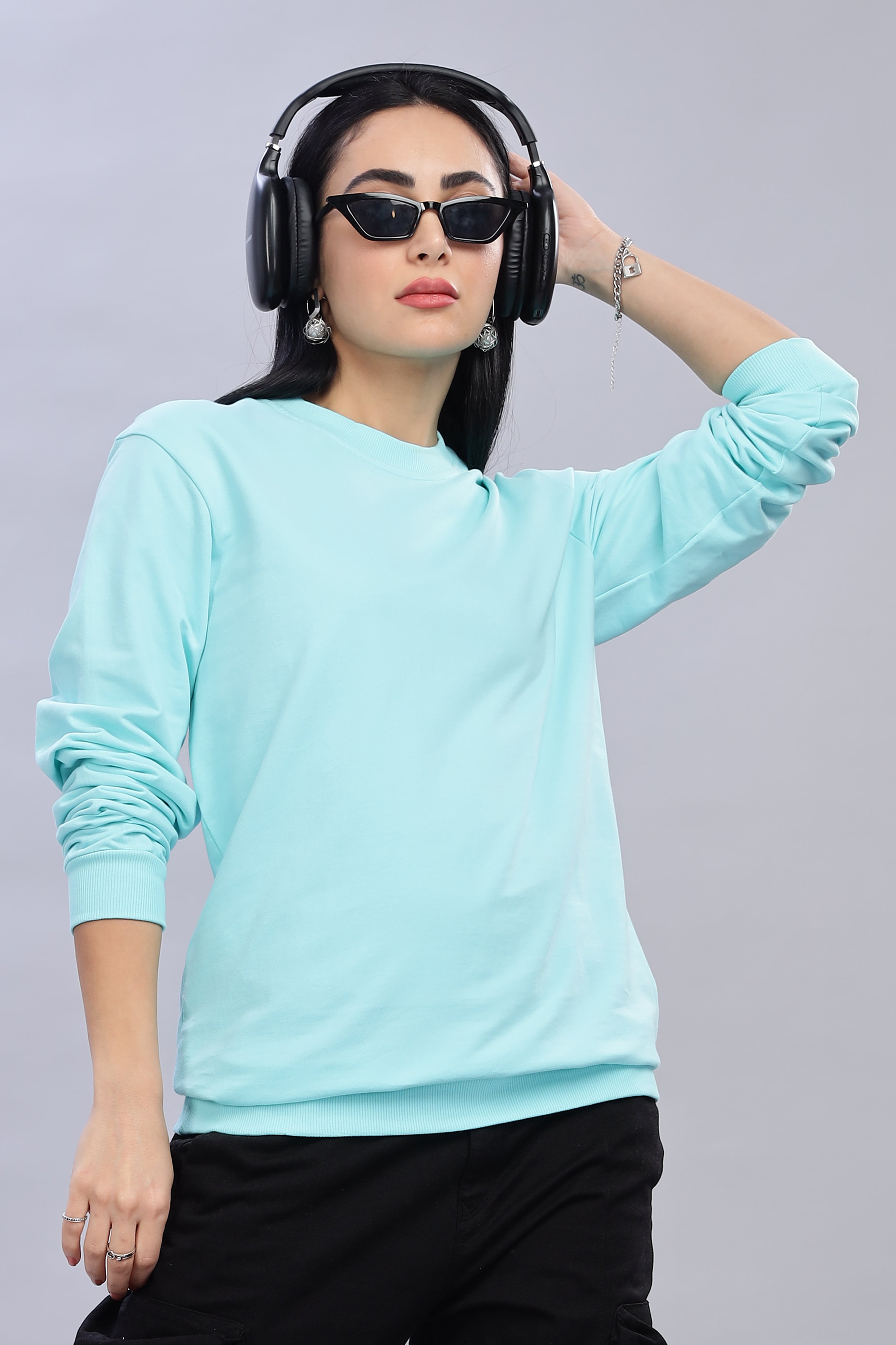 Turquoise Cotton Women’s Sweatshirt