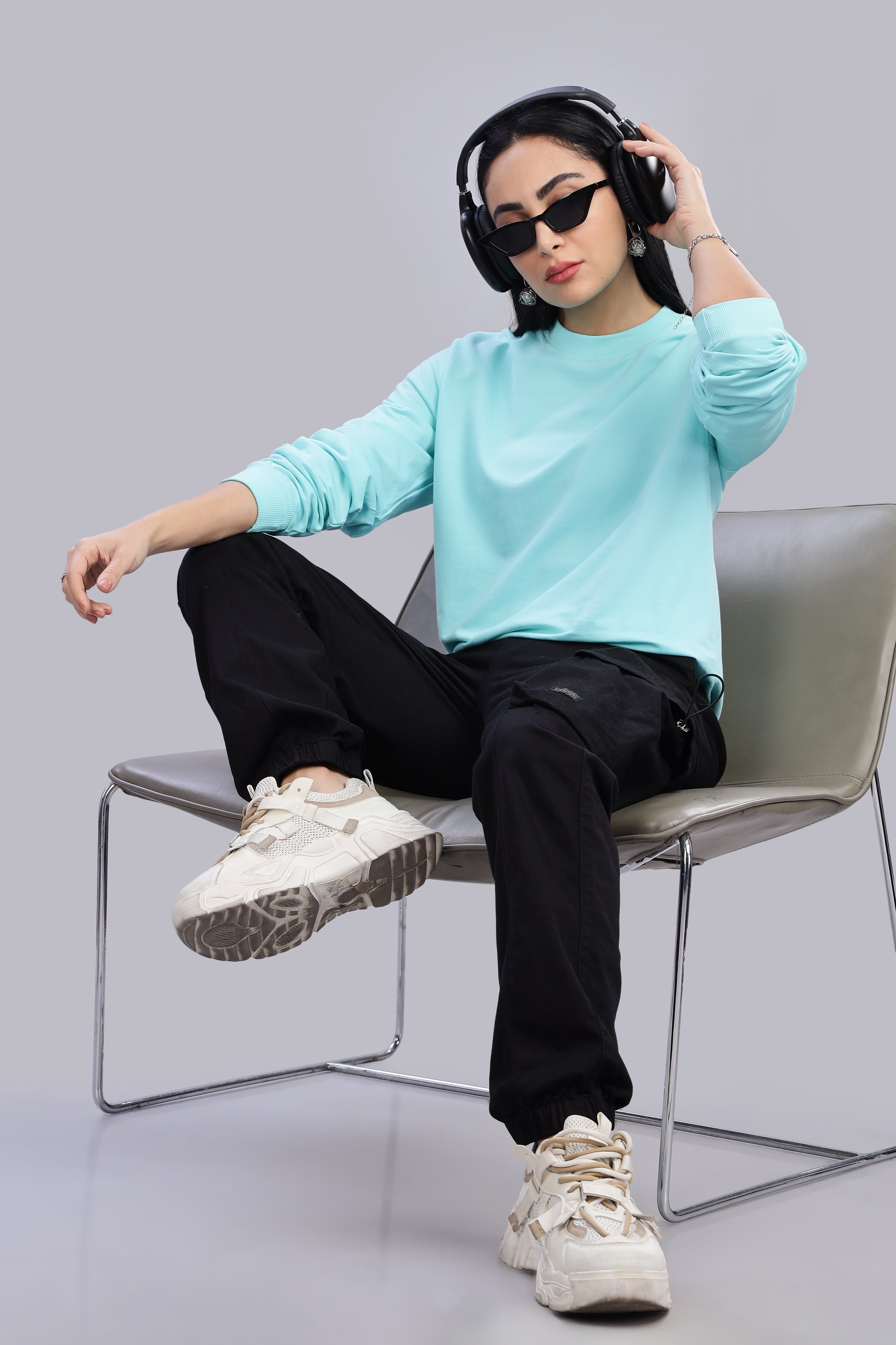 Turquoise Cotton Women’s Sweatshirt