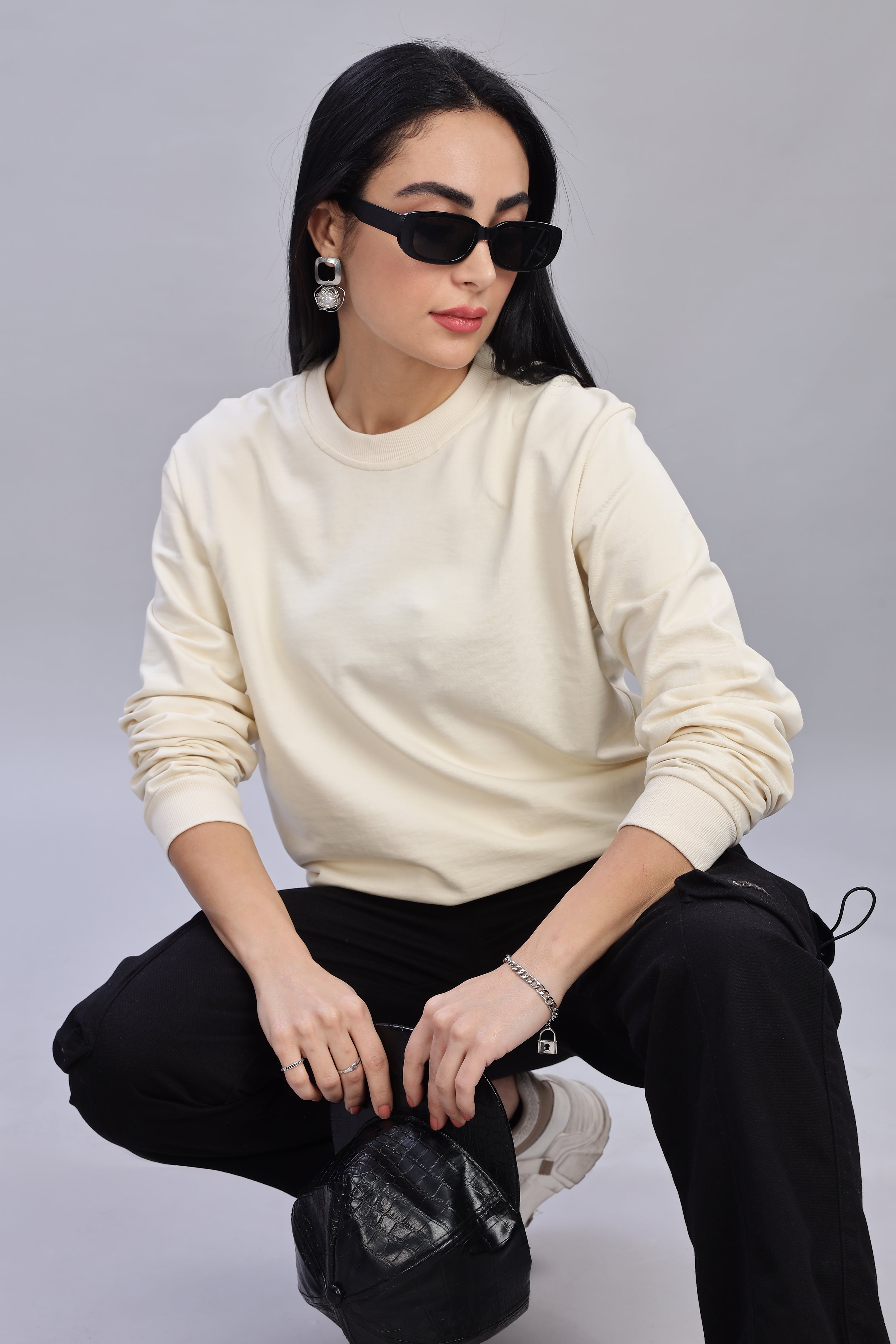 Blanched Almond Pure Cotton Women’s Sweatshirt