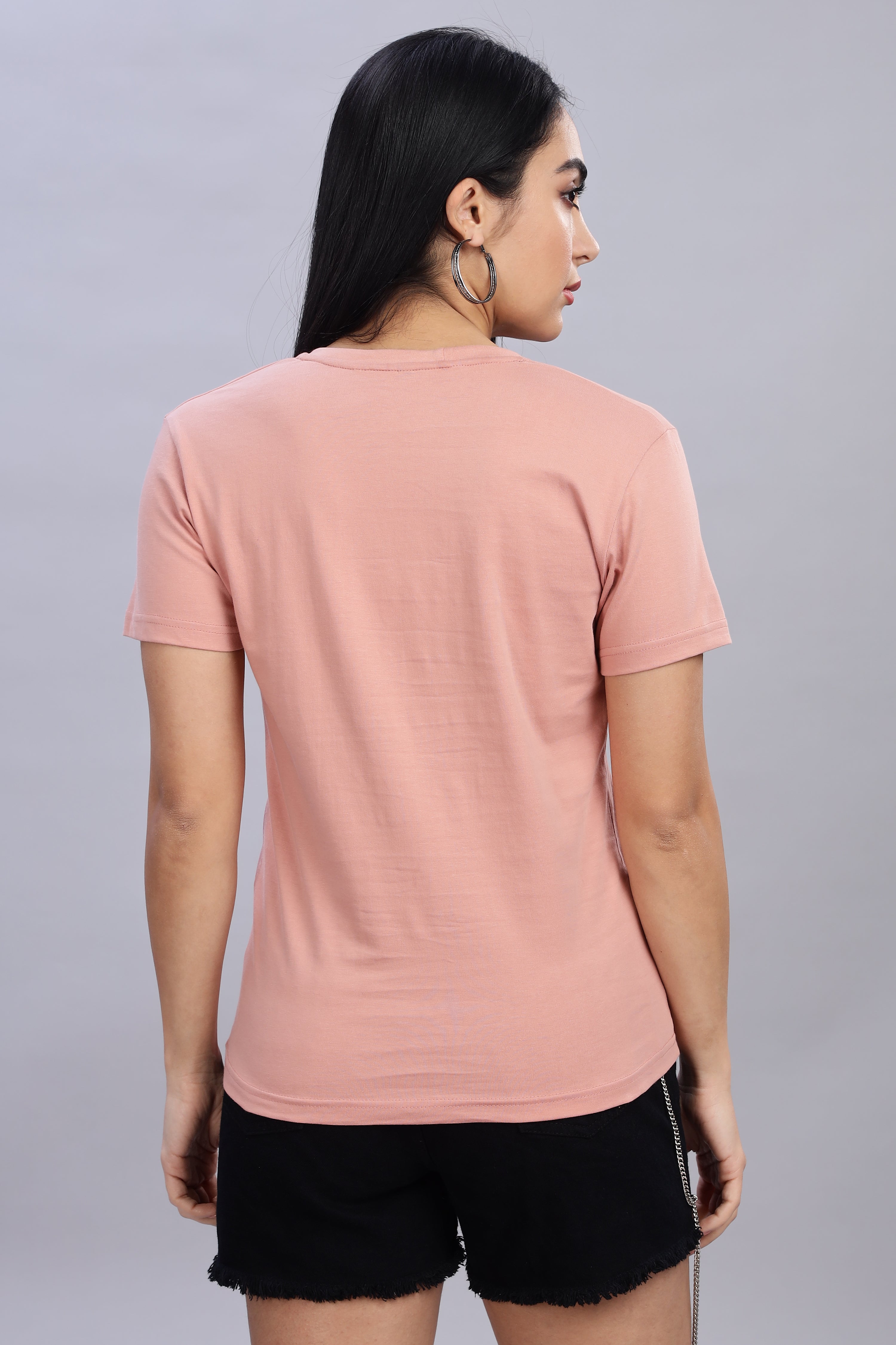 Peach Cotton Half Sleeve T-Shirt