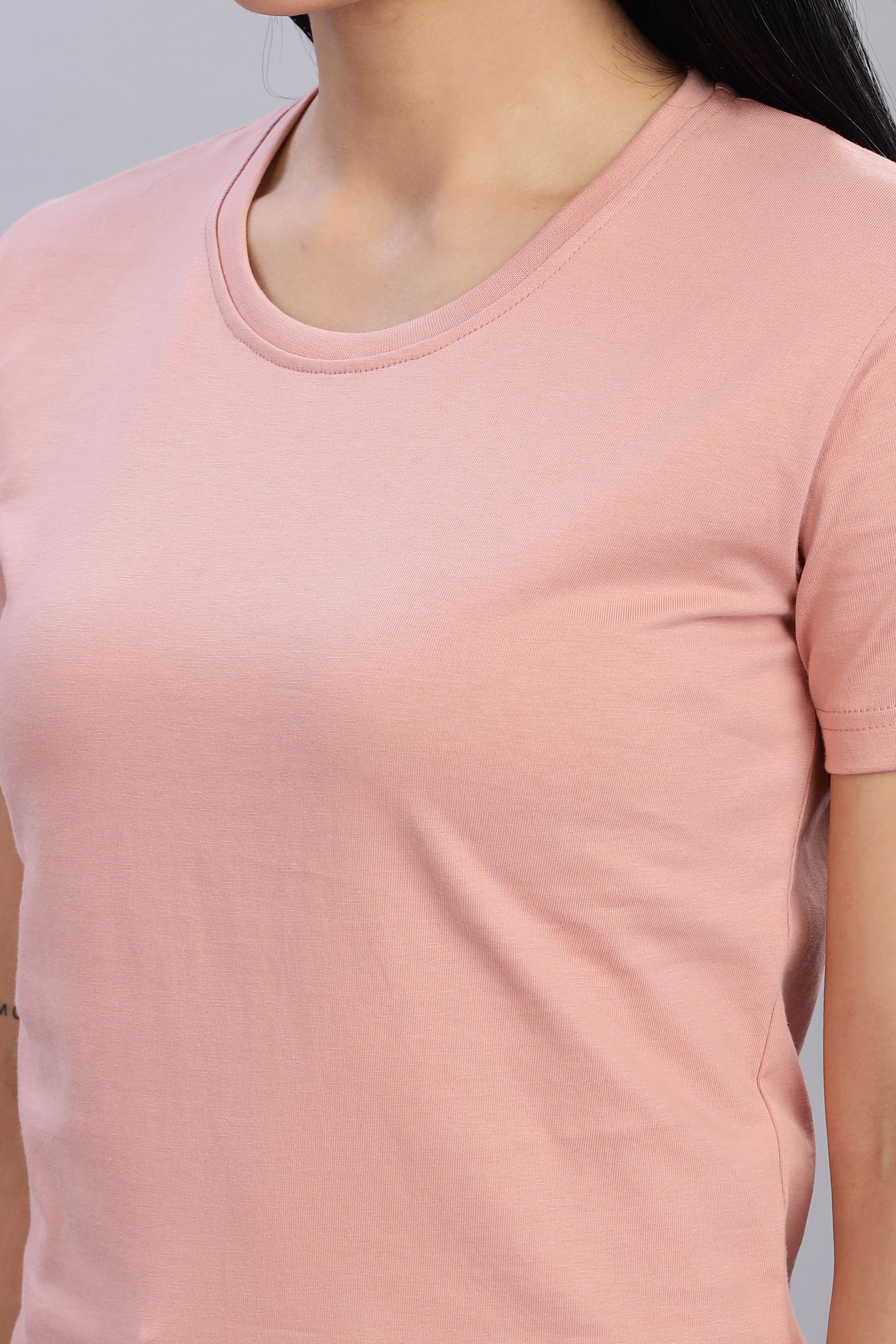 Peach Cotton Half Sleeve T-Shirt