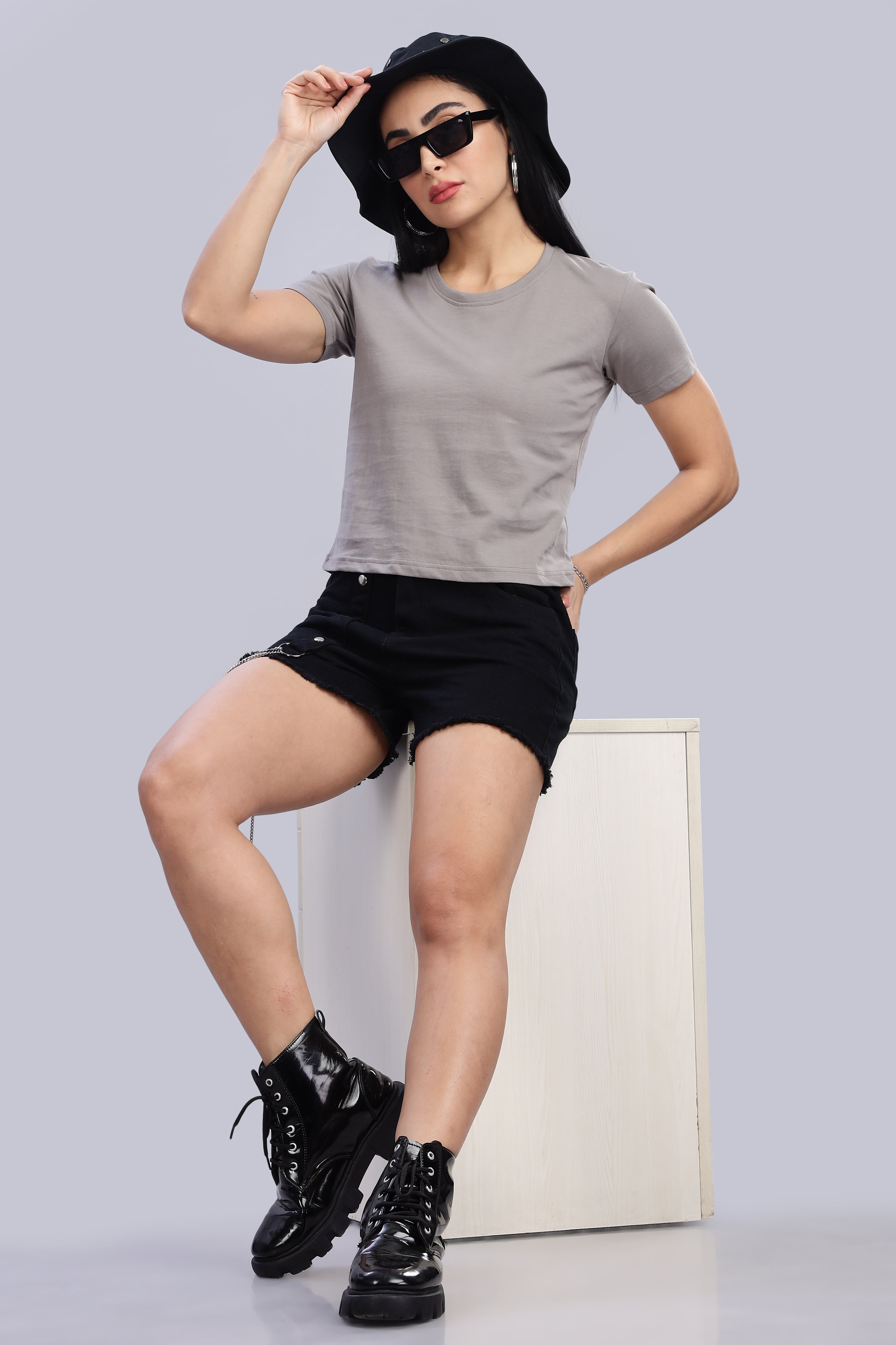 Ash Grey Crop Top