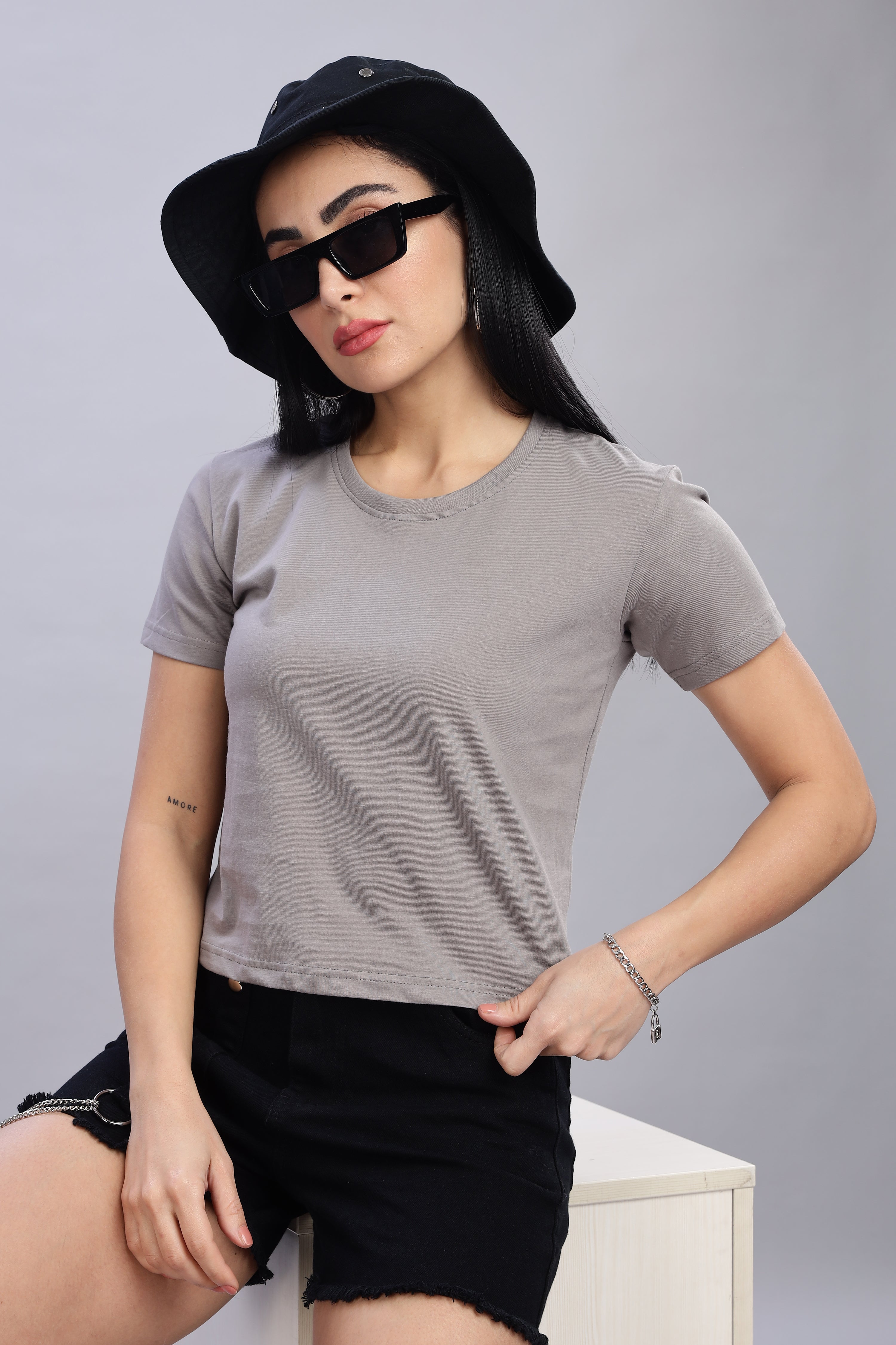 Ash Grey Crop Top