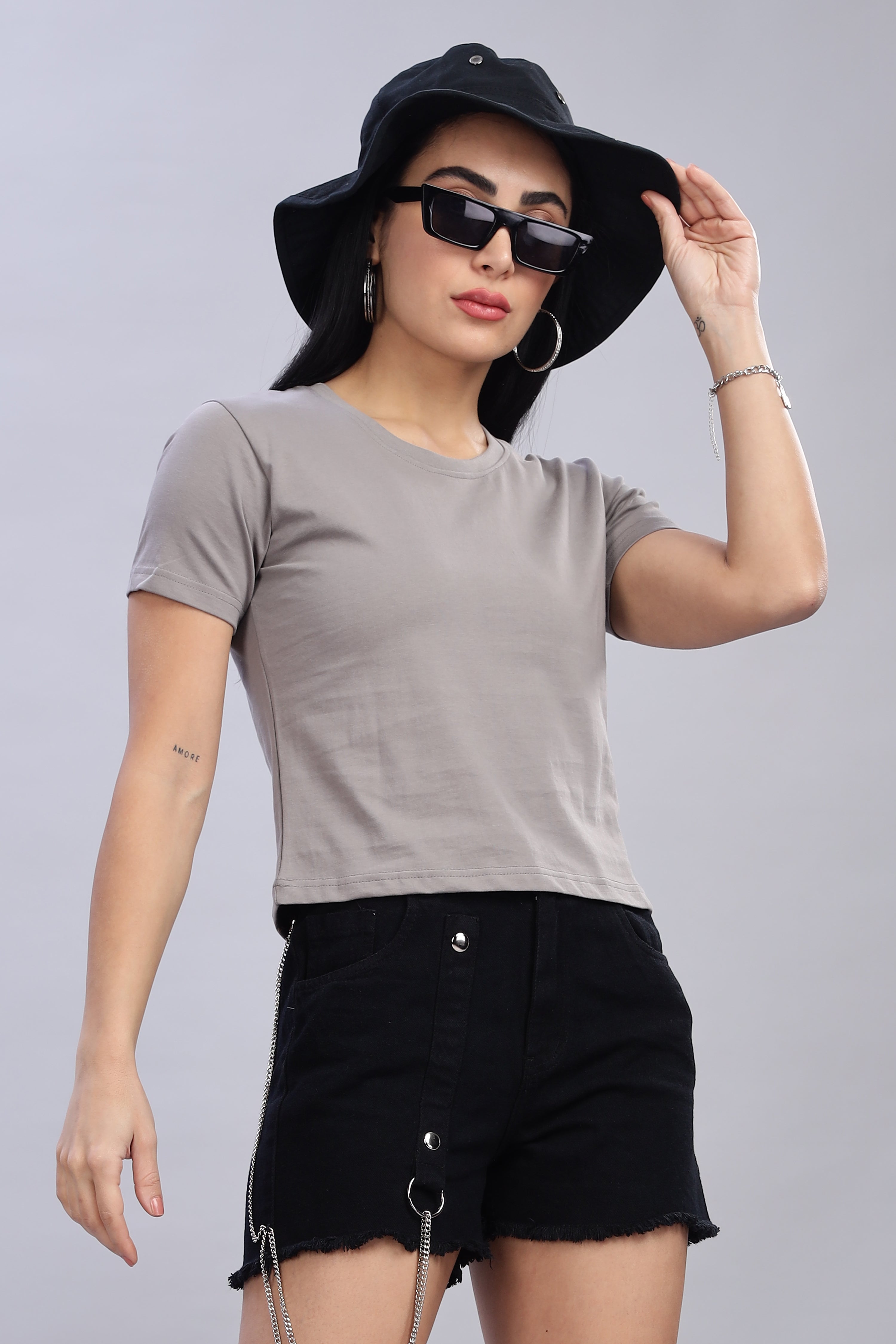 Ash Grey Crop Top