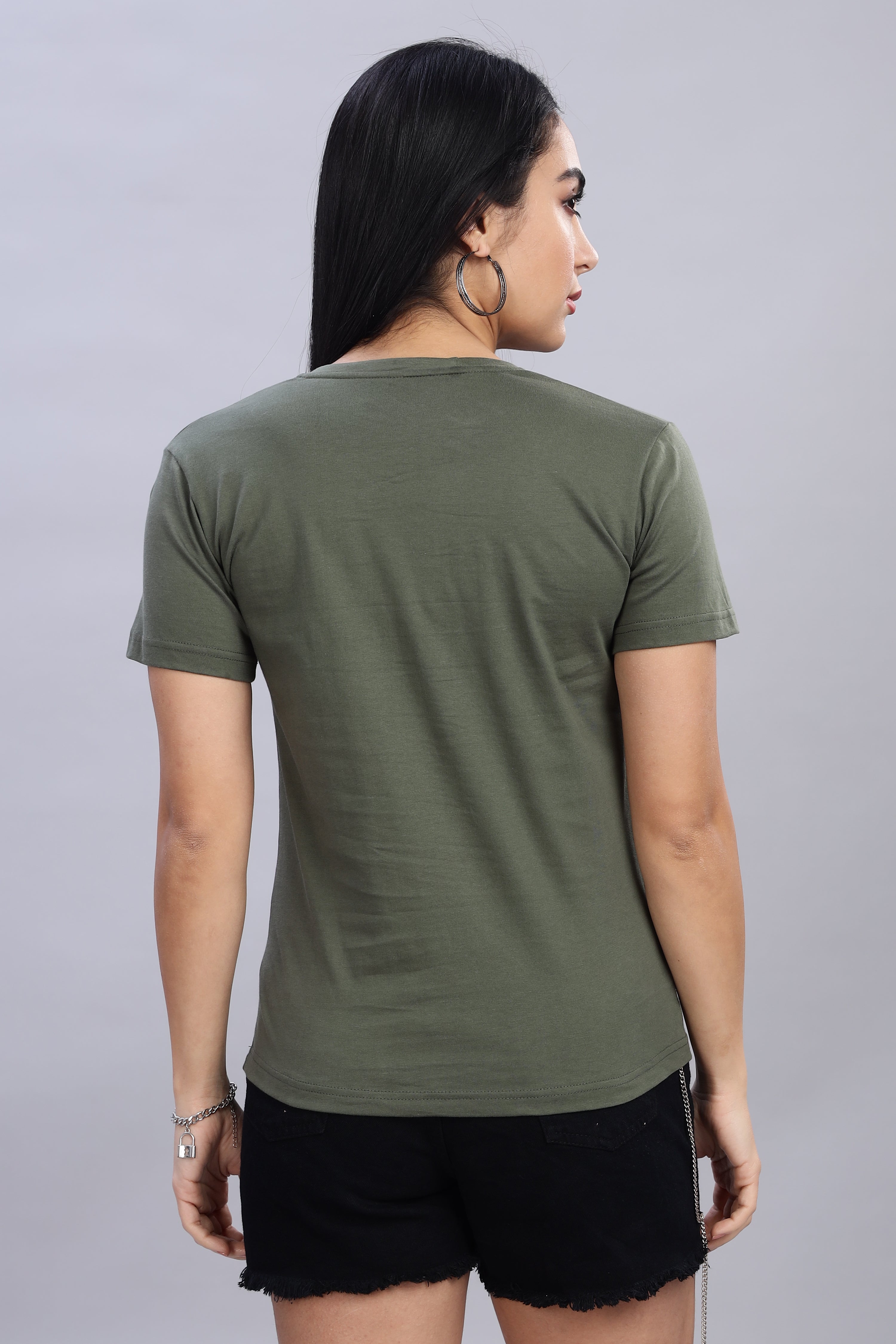 Olive Green Cotton Half Sleeve T-Shirt