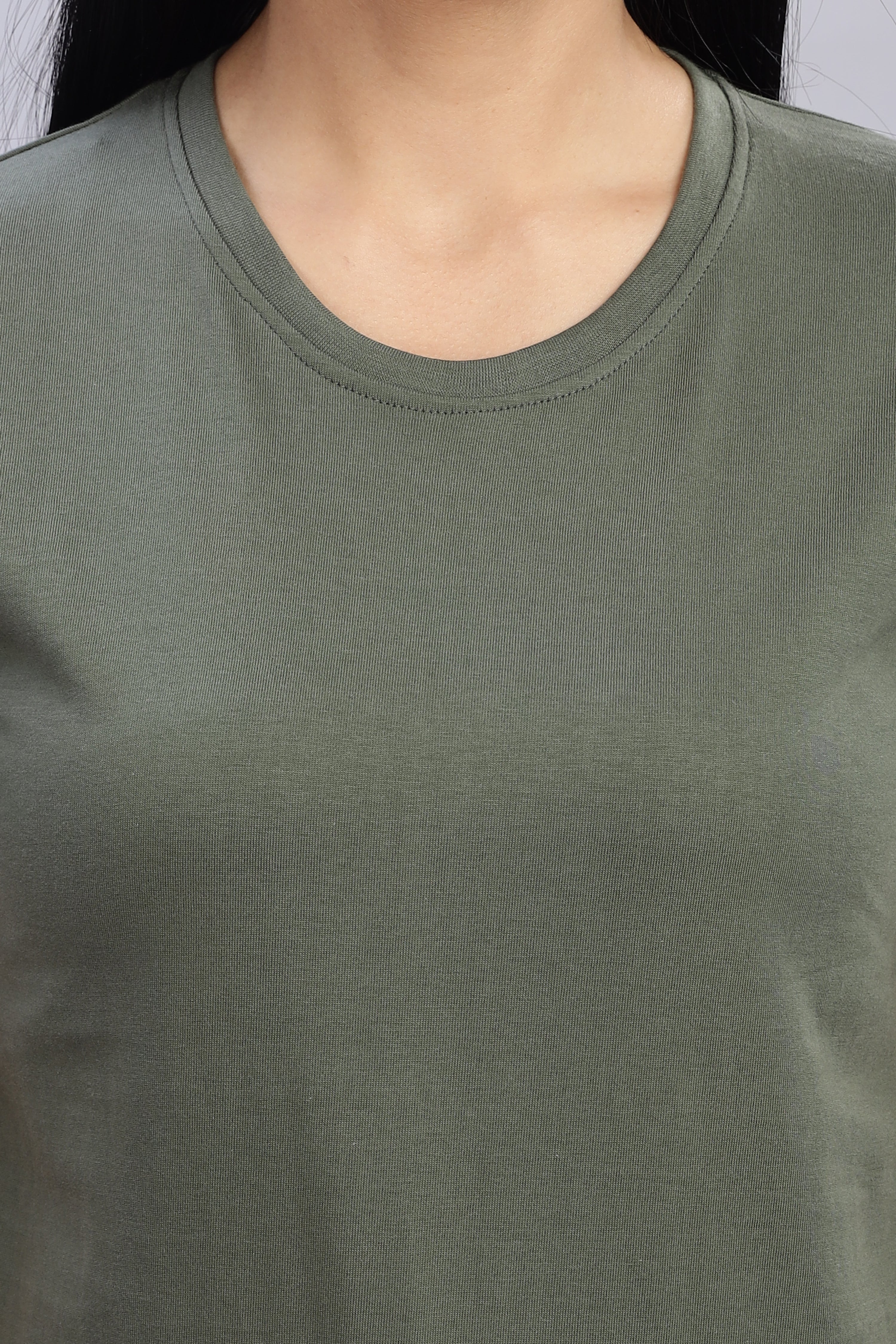 Olive Green Cotton Half Sleeve T-Shirt