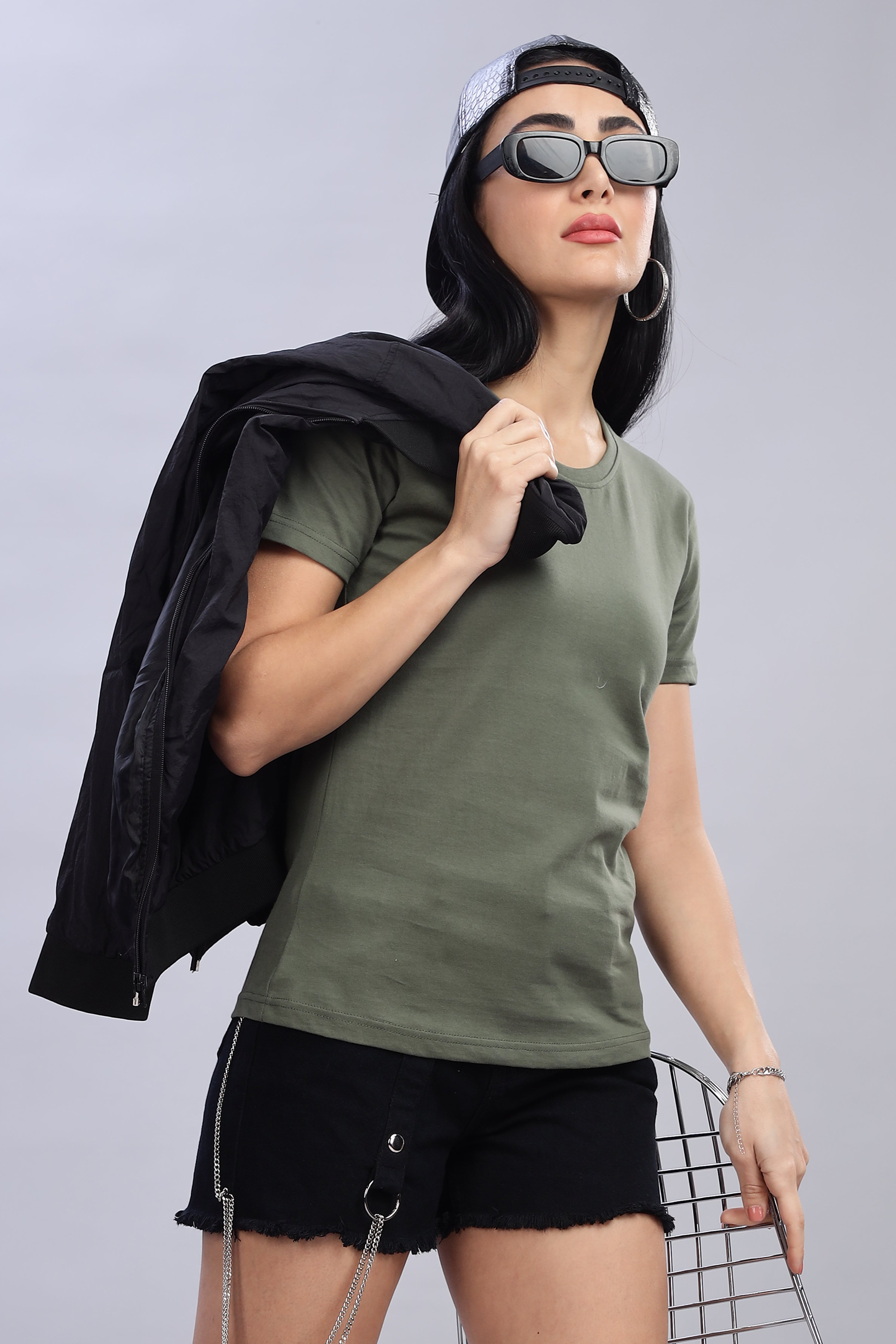 Olive Green Cotton Half Sleeve T-Shirt