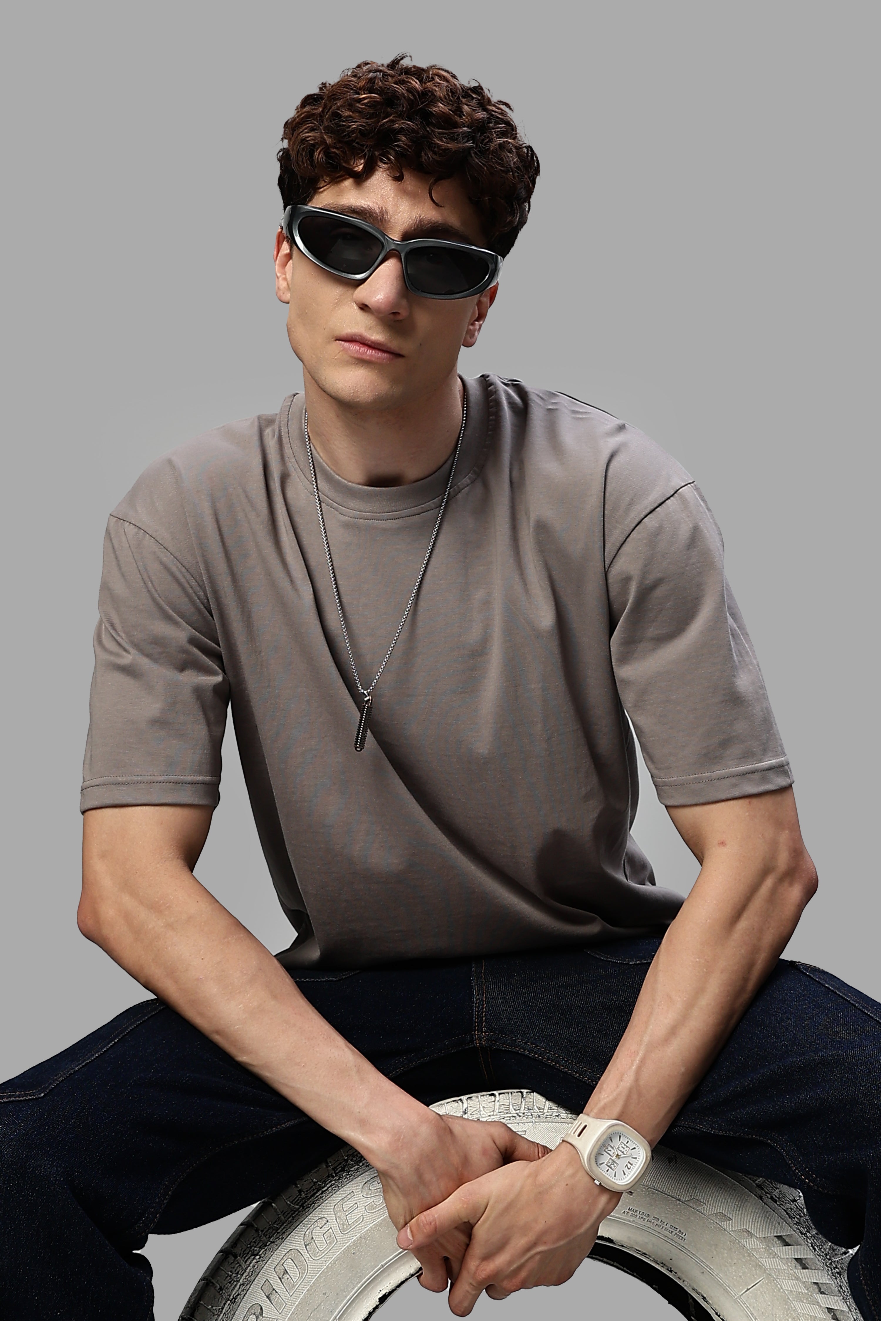 Ash Grey Pure Cotton Oversized T-Shirt – 220 GSM