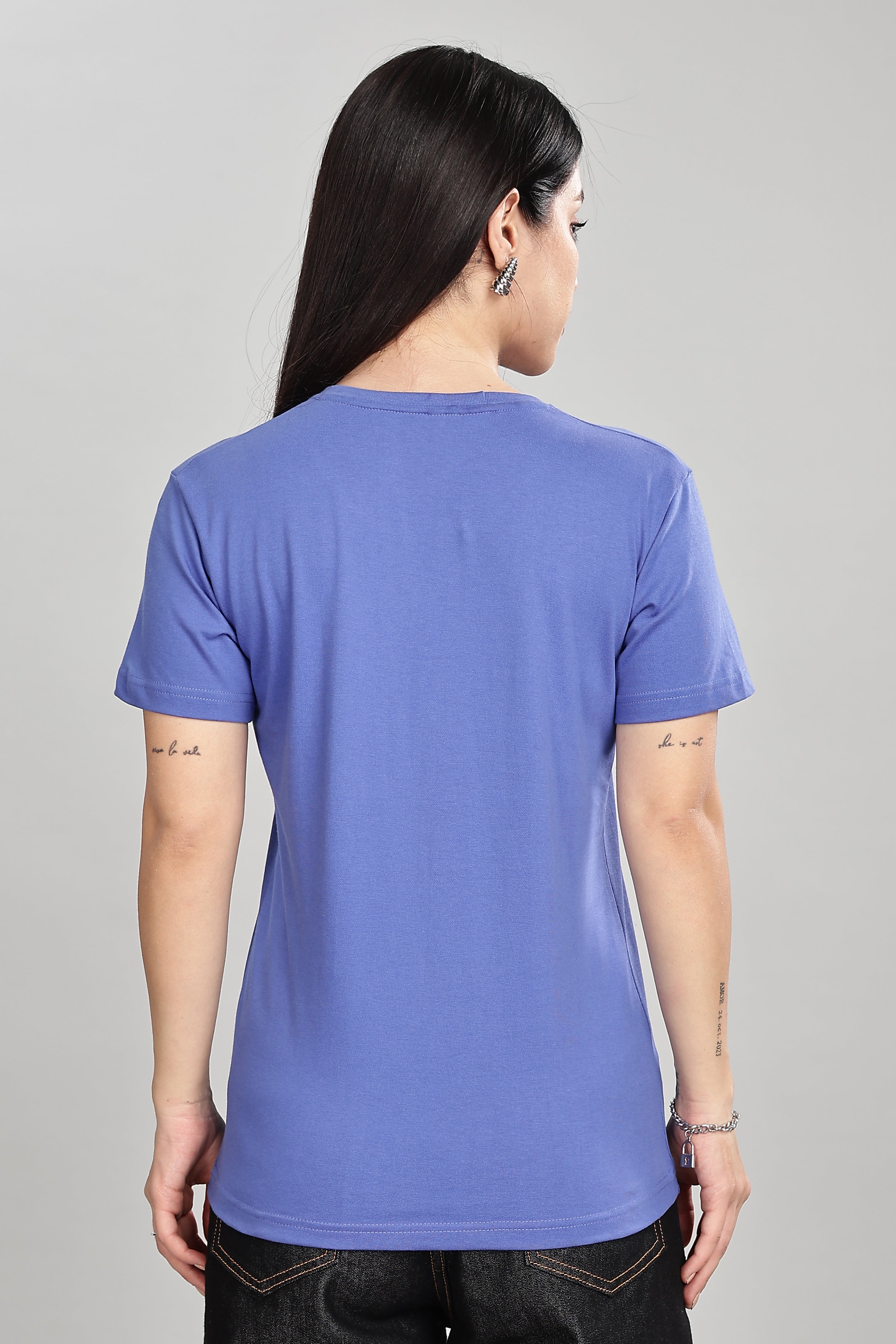 English Blue Cotton Half Sleeve T-Shirt