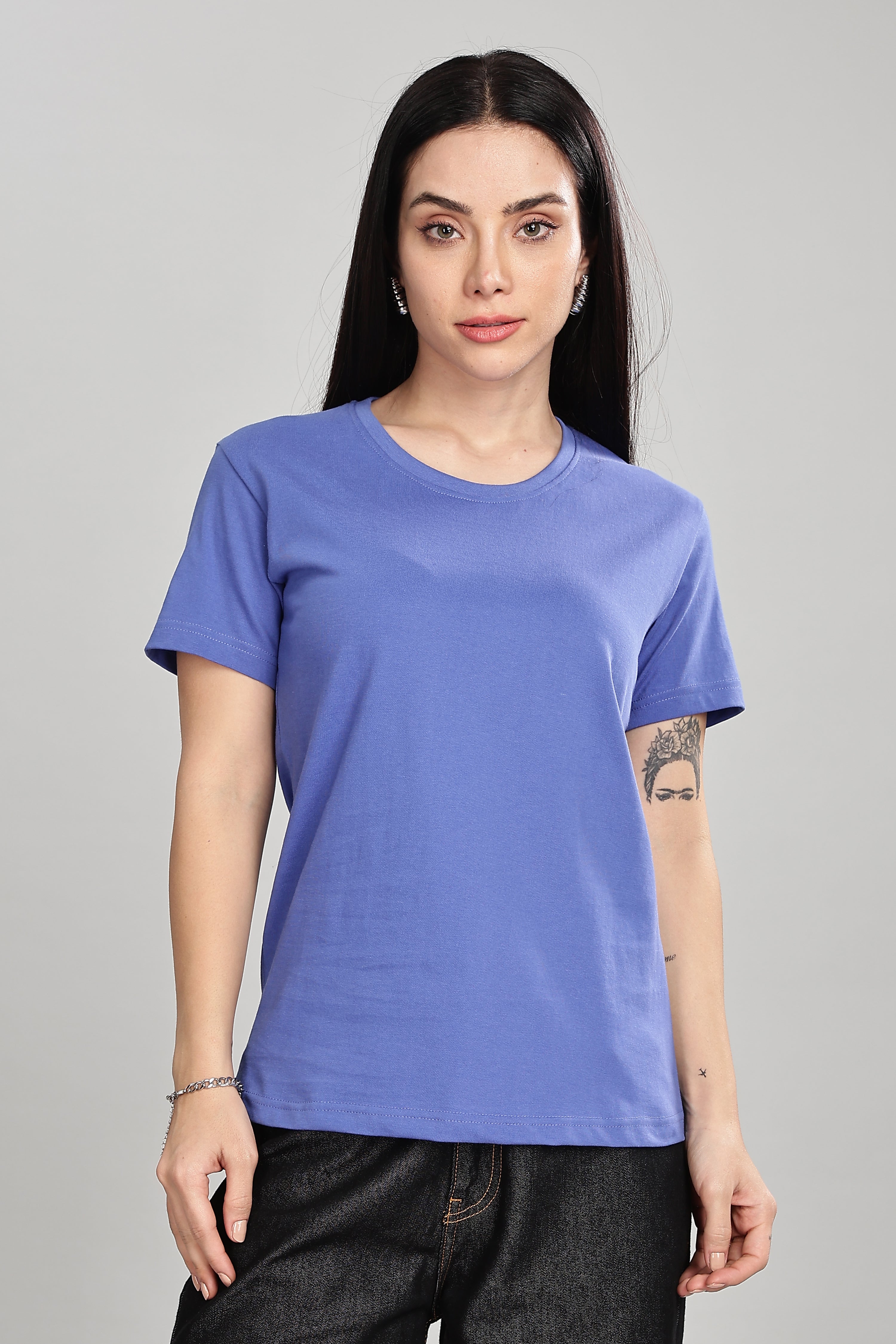 English Blue Cotton Half Sleeve T-Shirt