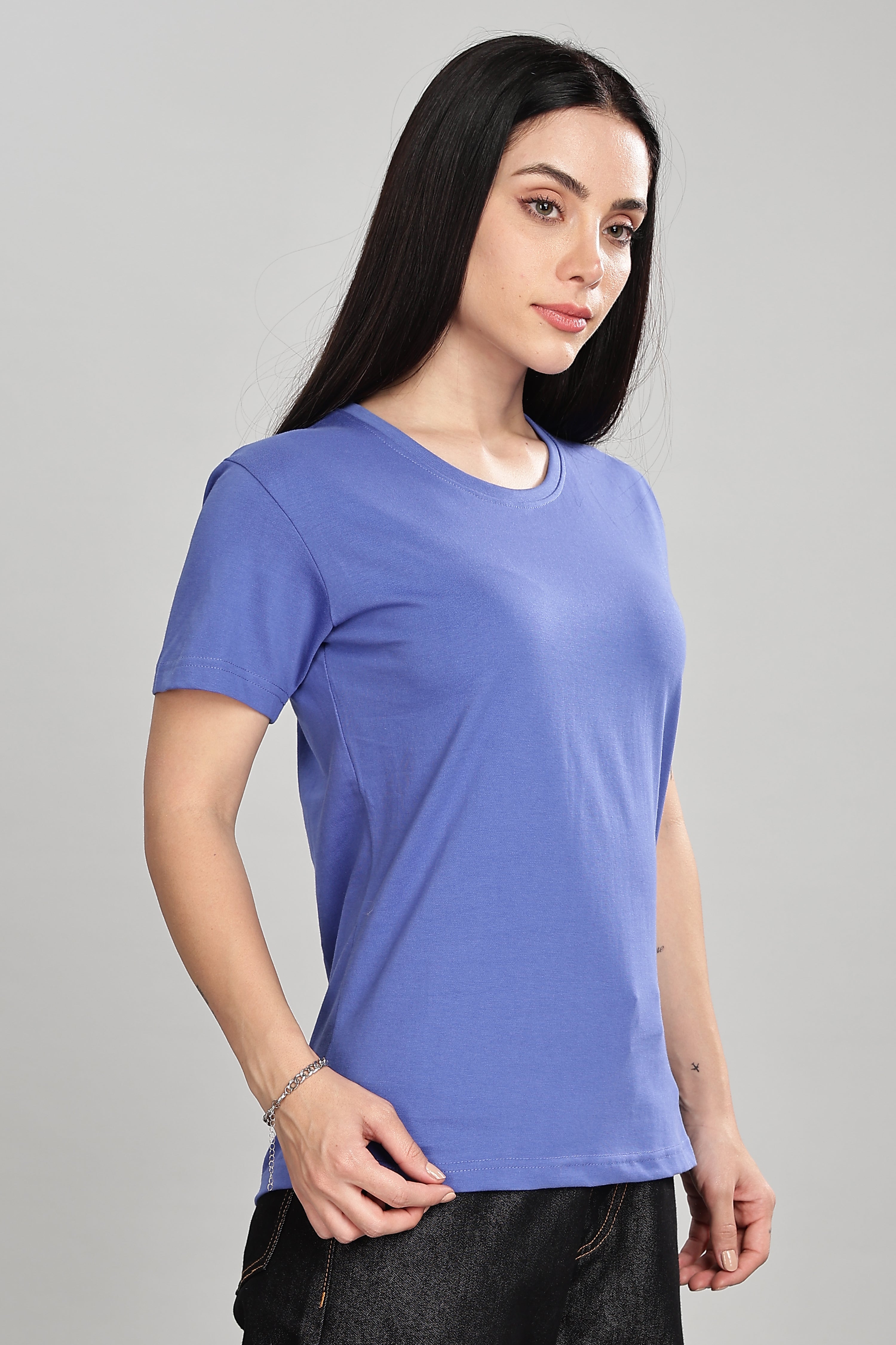 English Blue Cotton Half Sleeve T-Shirt