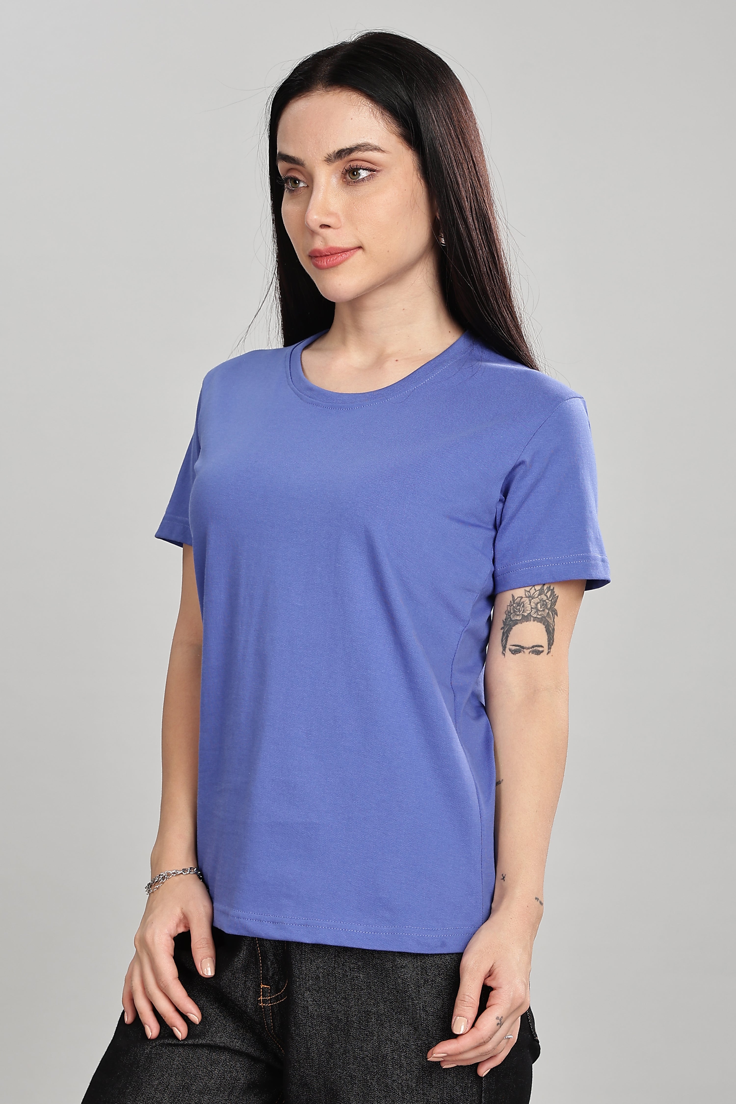 English Blue Cotton Half Sleeve T-Shirt