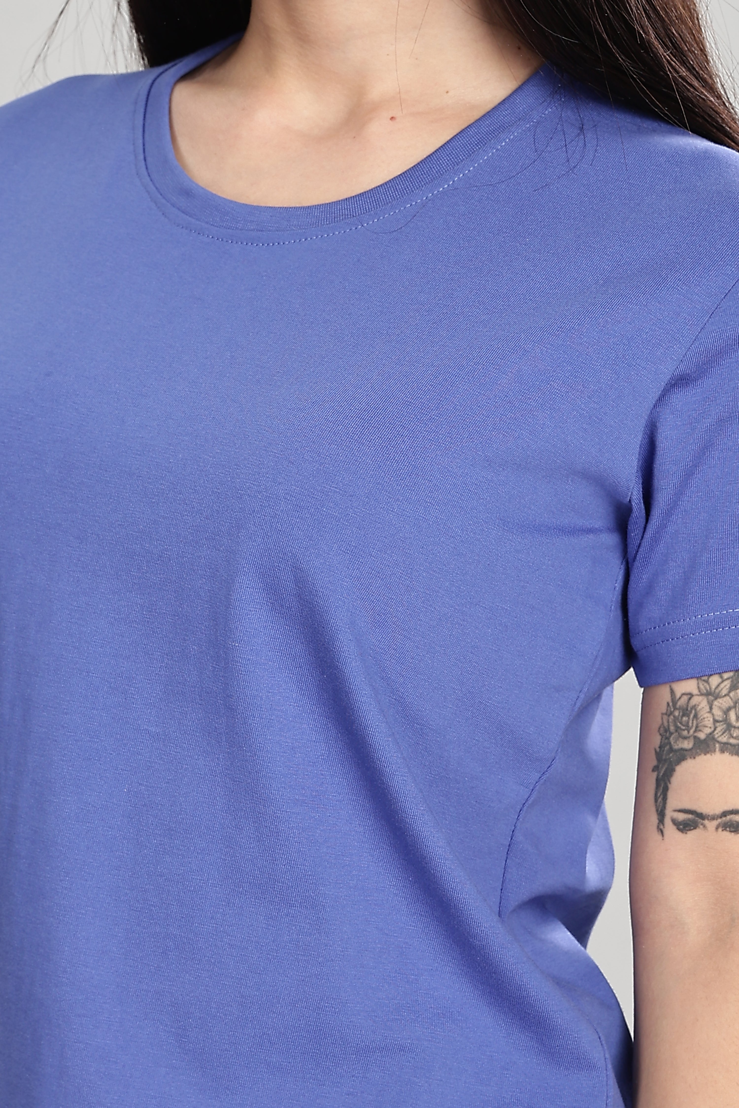 English Blue Cotton Half Sleeve T-Shirt