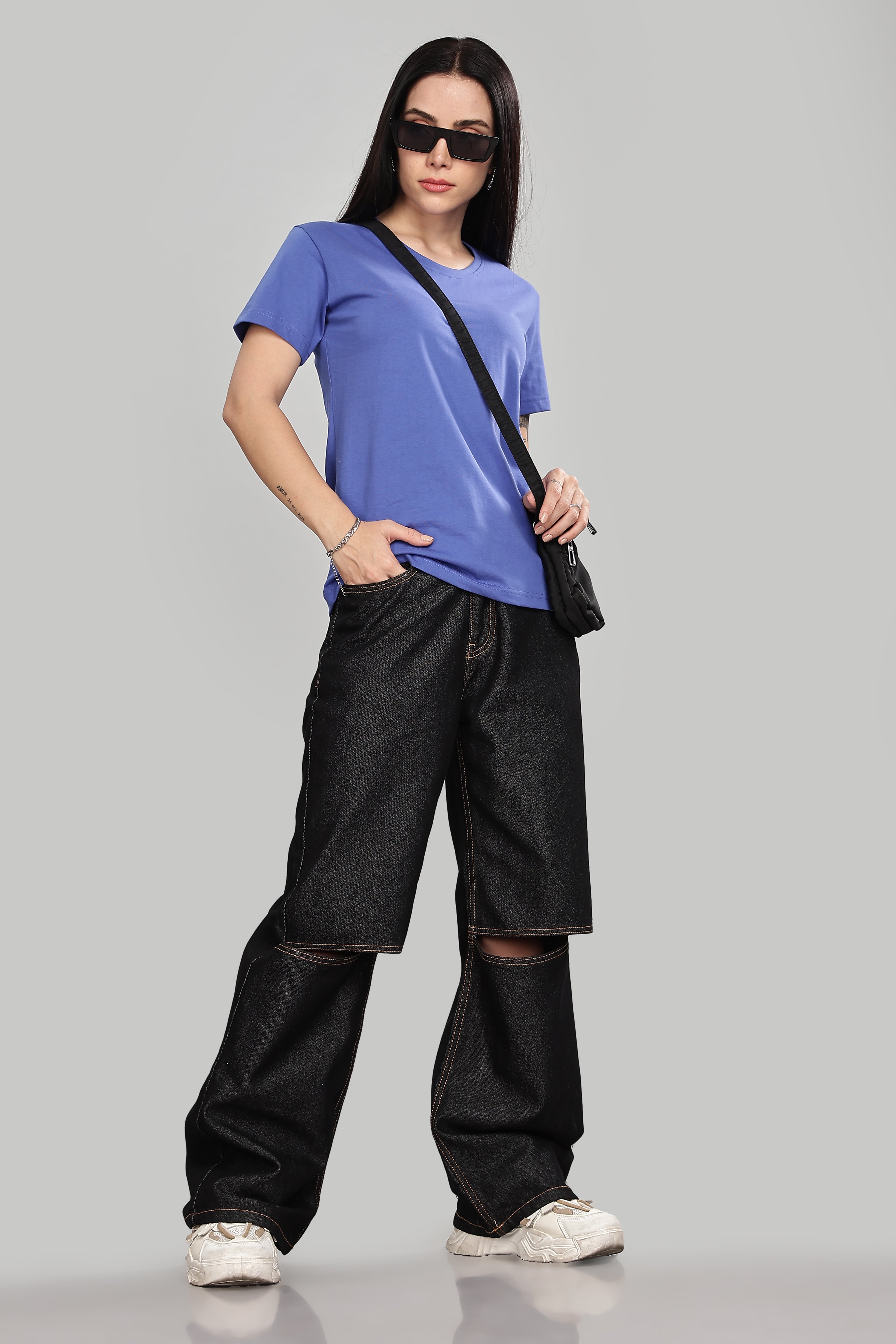 English Blue Cotton Half Sleeve T-Shirt
