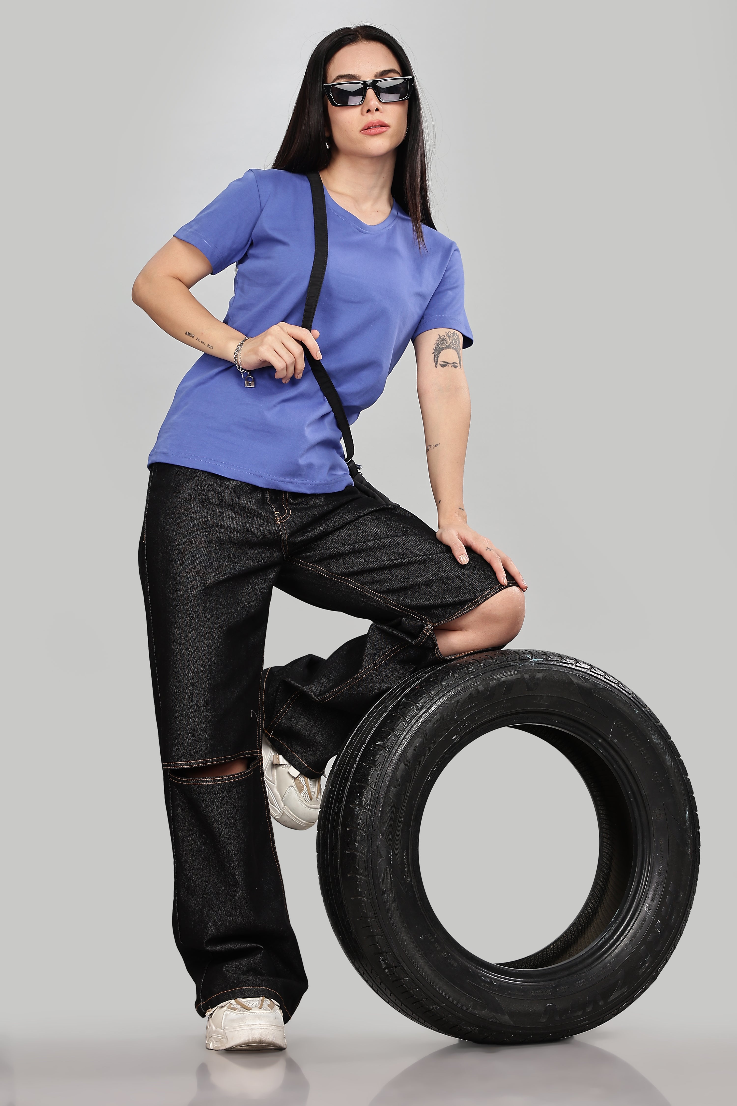 English Blue Cotton Half Sleeve T-Shirt