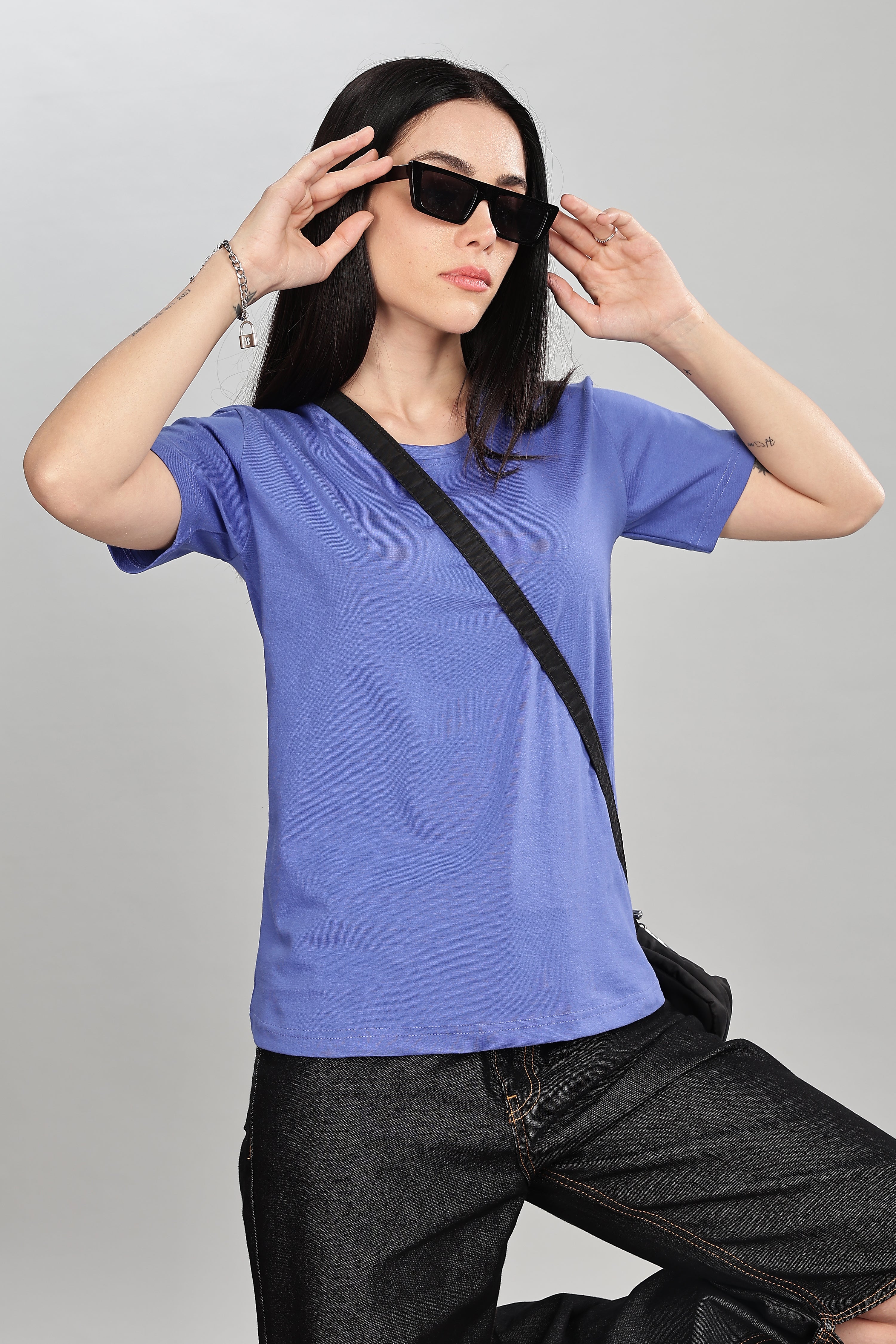 English Blue Cotton Half Sleeve T-Shirt