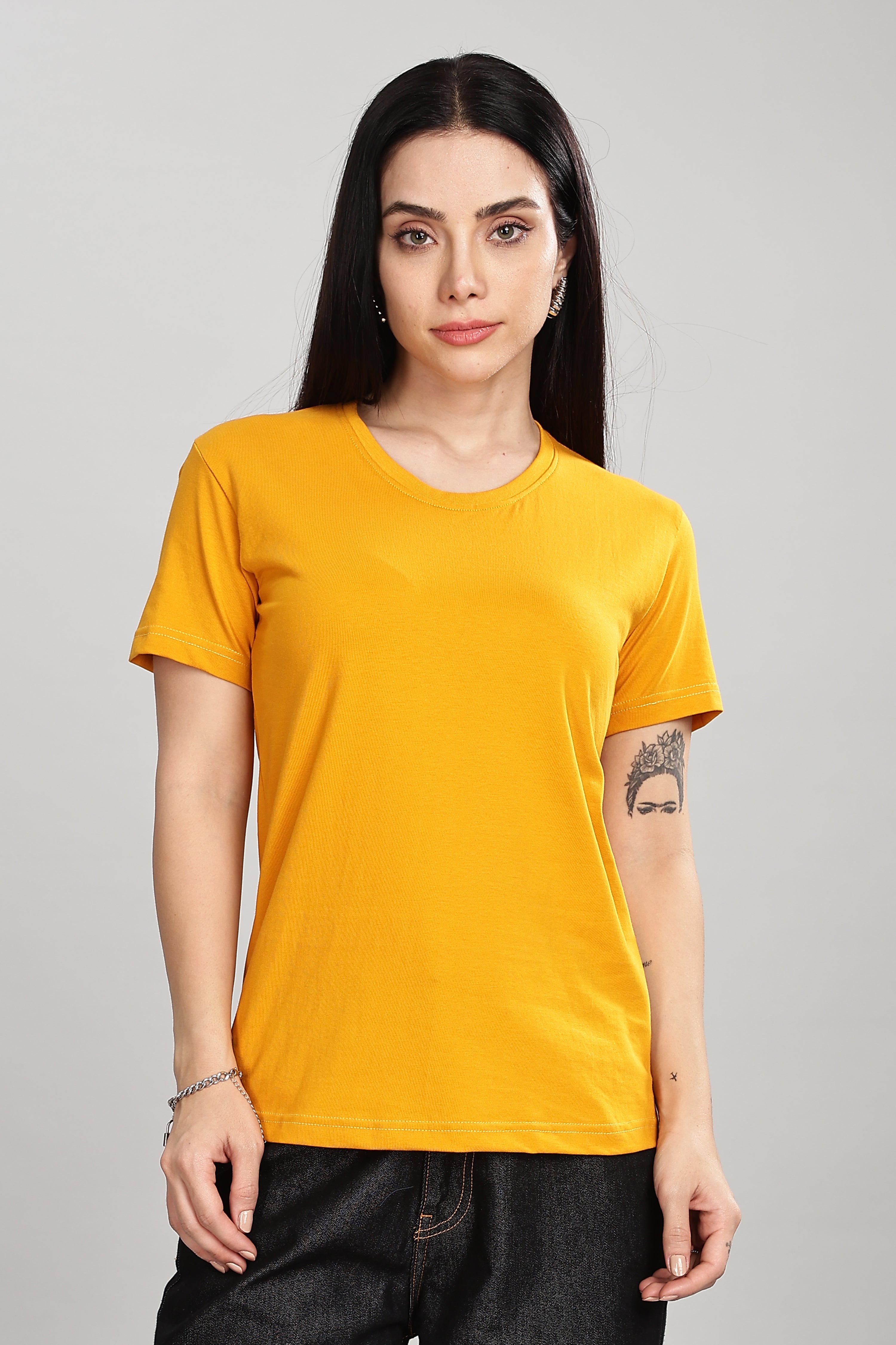 Yellow Cotton Half Sleeve T-Shirt