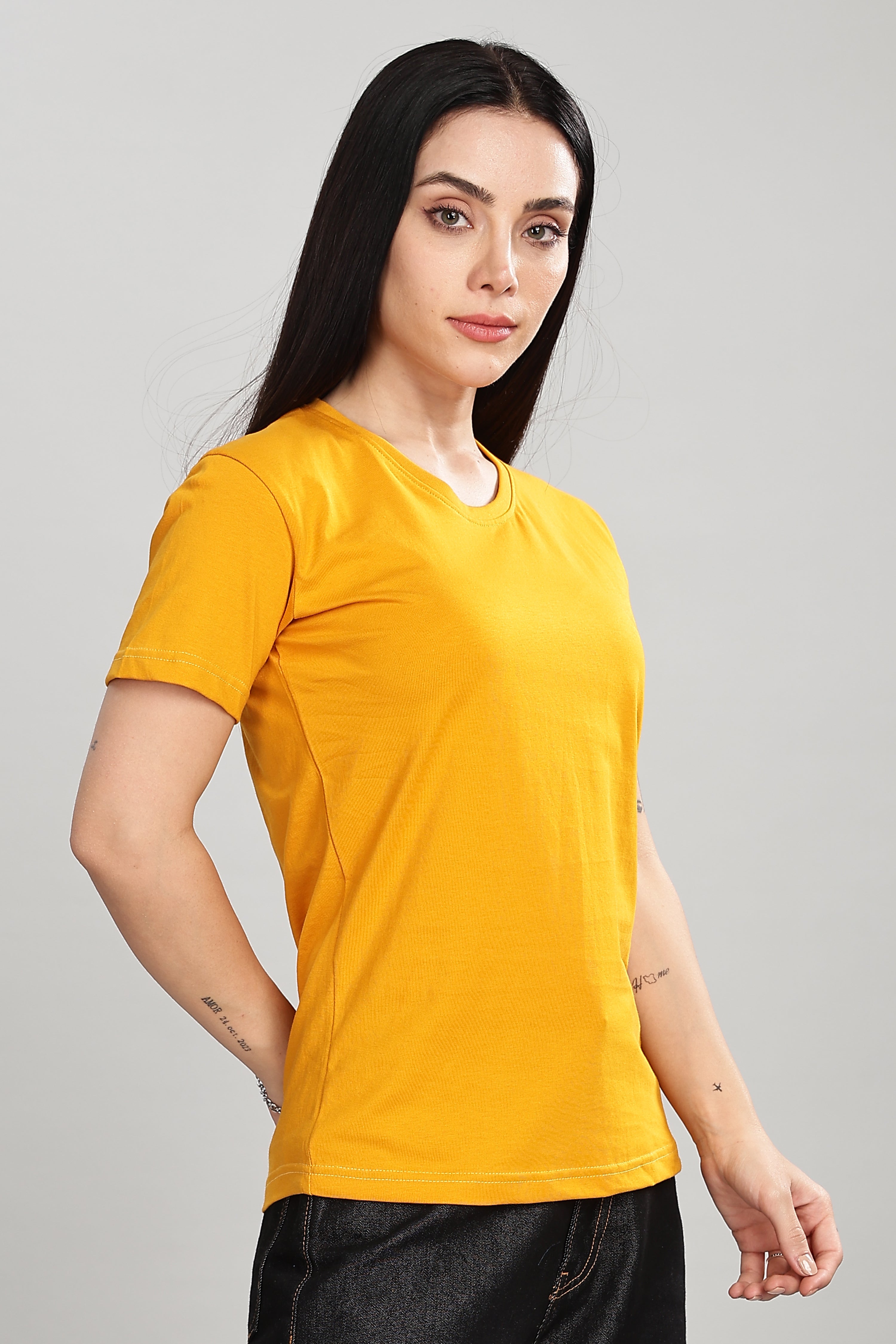 Yellow Cotton Half Sleeve T-Shirt