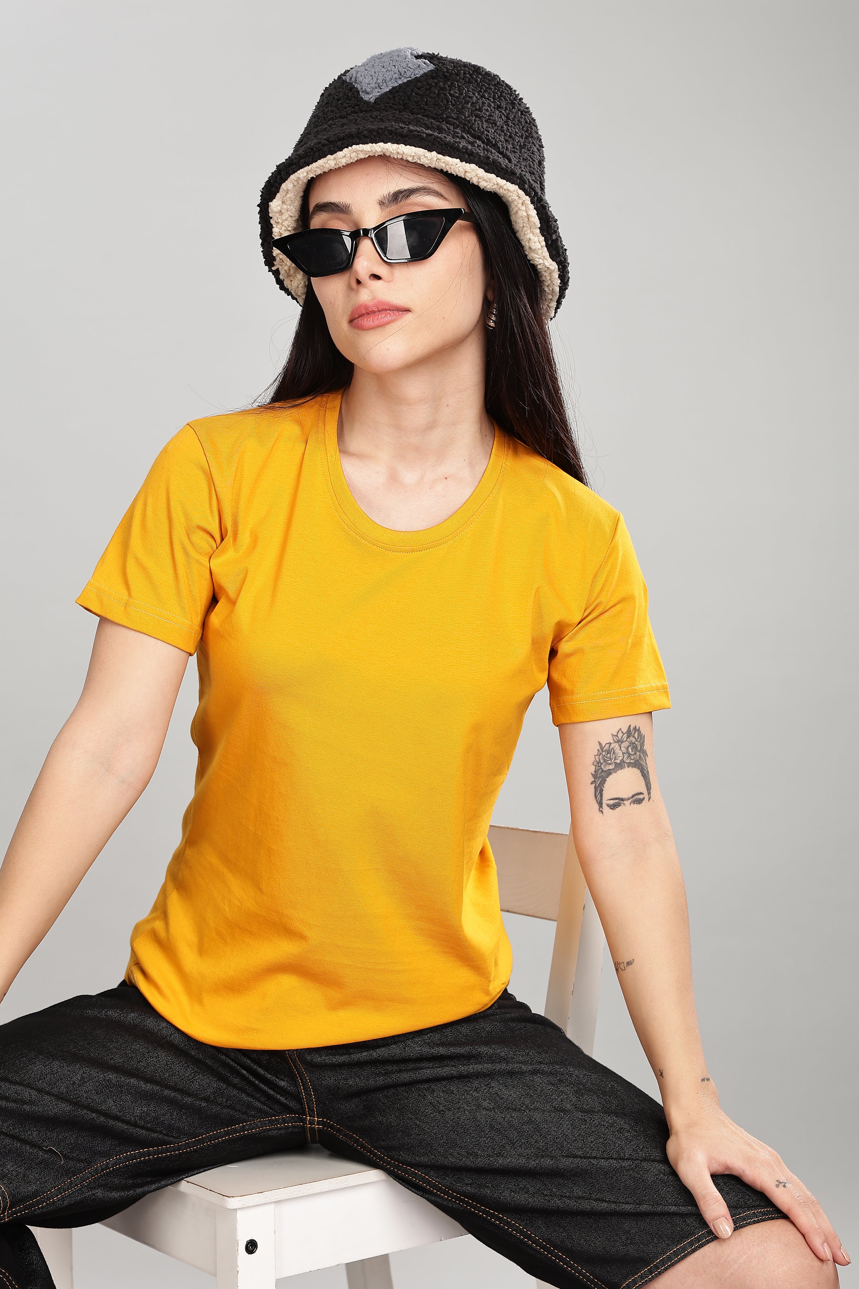 Yellow Cotton Half Sleeve T-Shirt