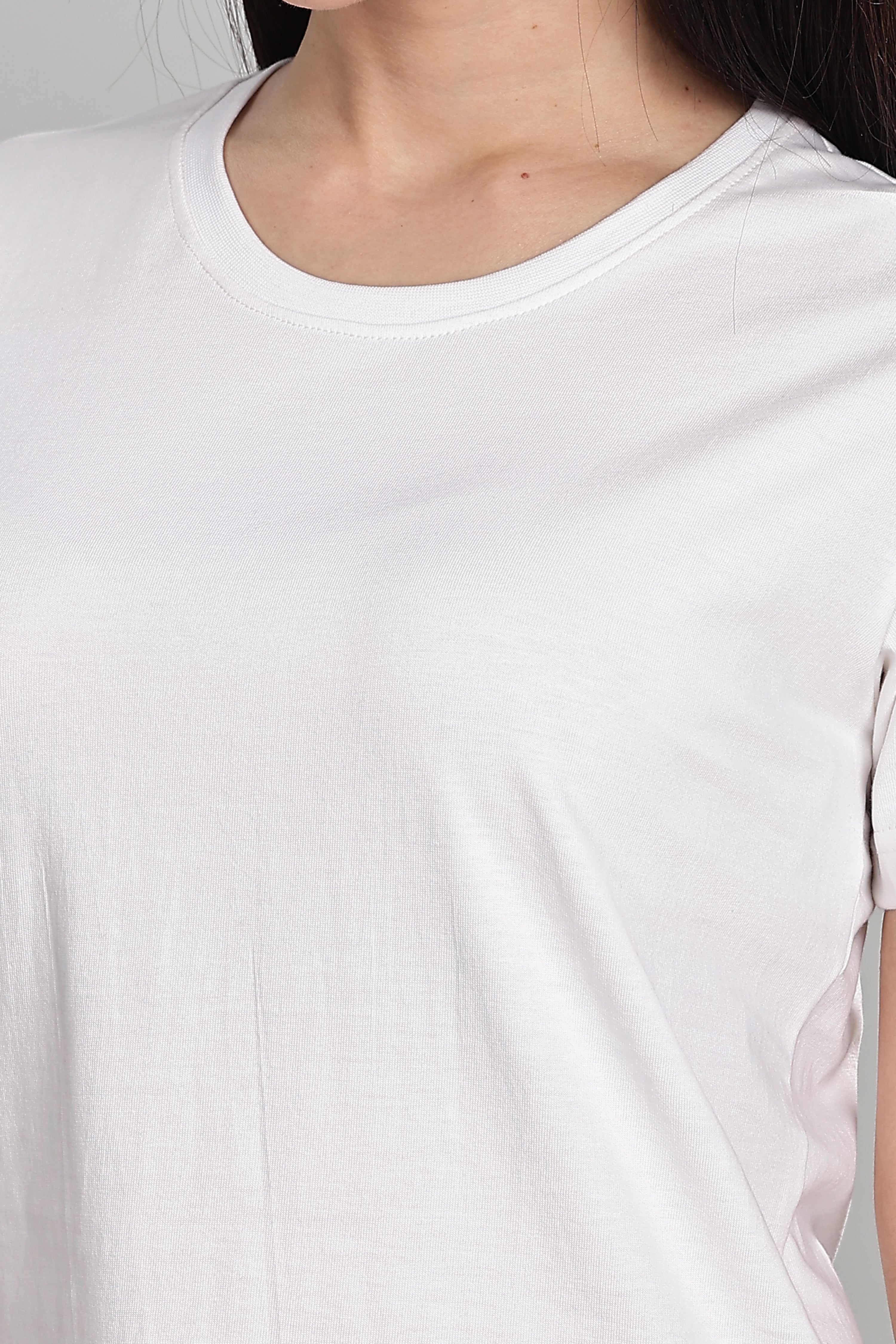 White Cotton Half Sleeve T-Shirt