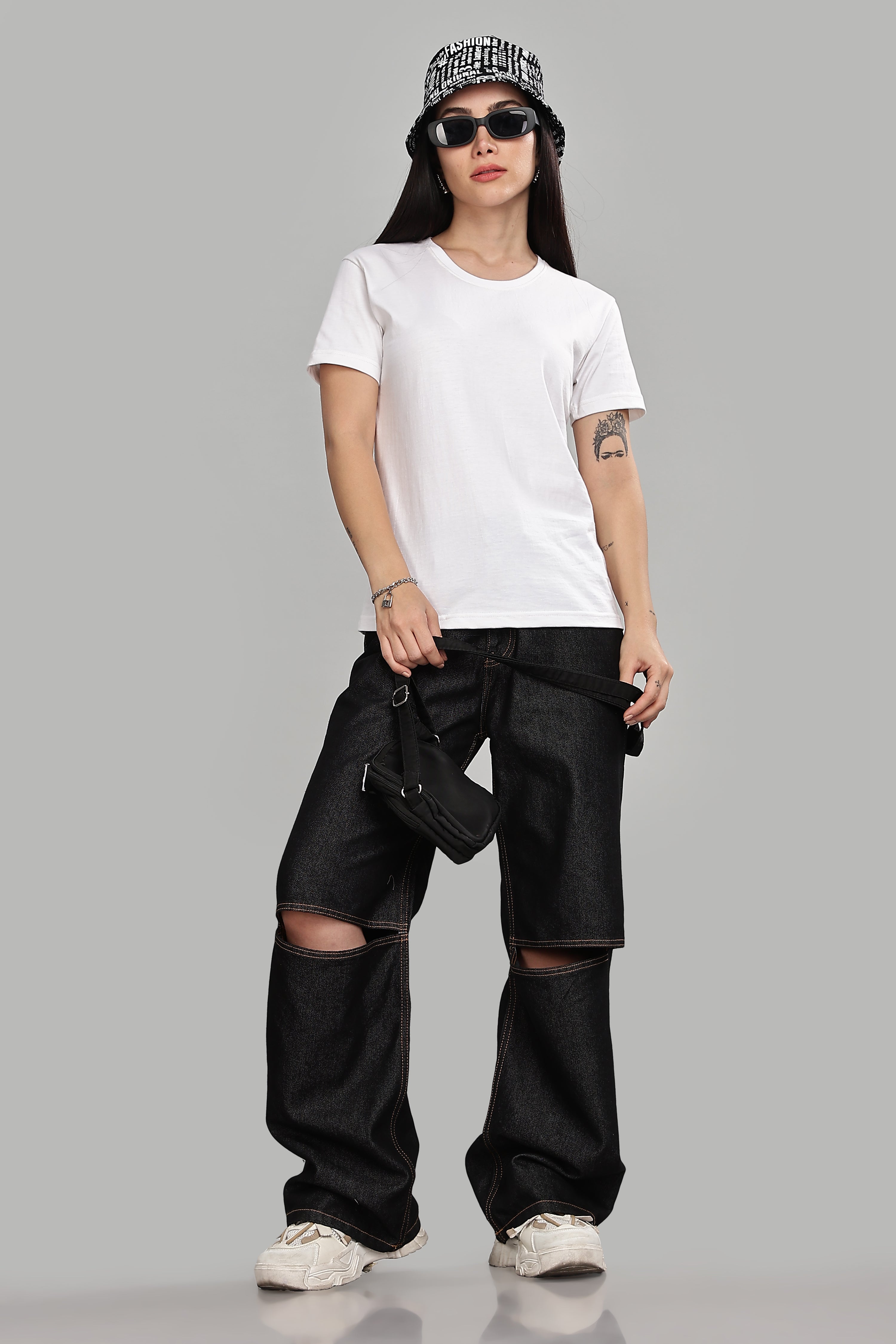 White Cotton Half Sleeve T-Shirt