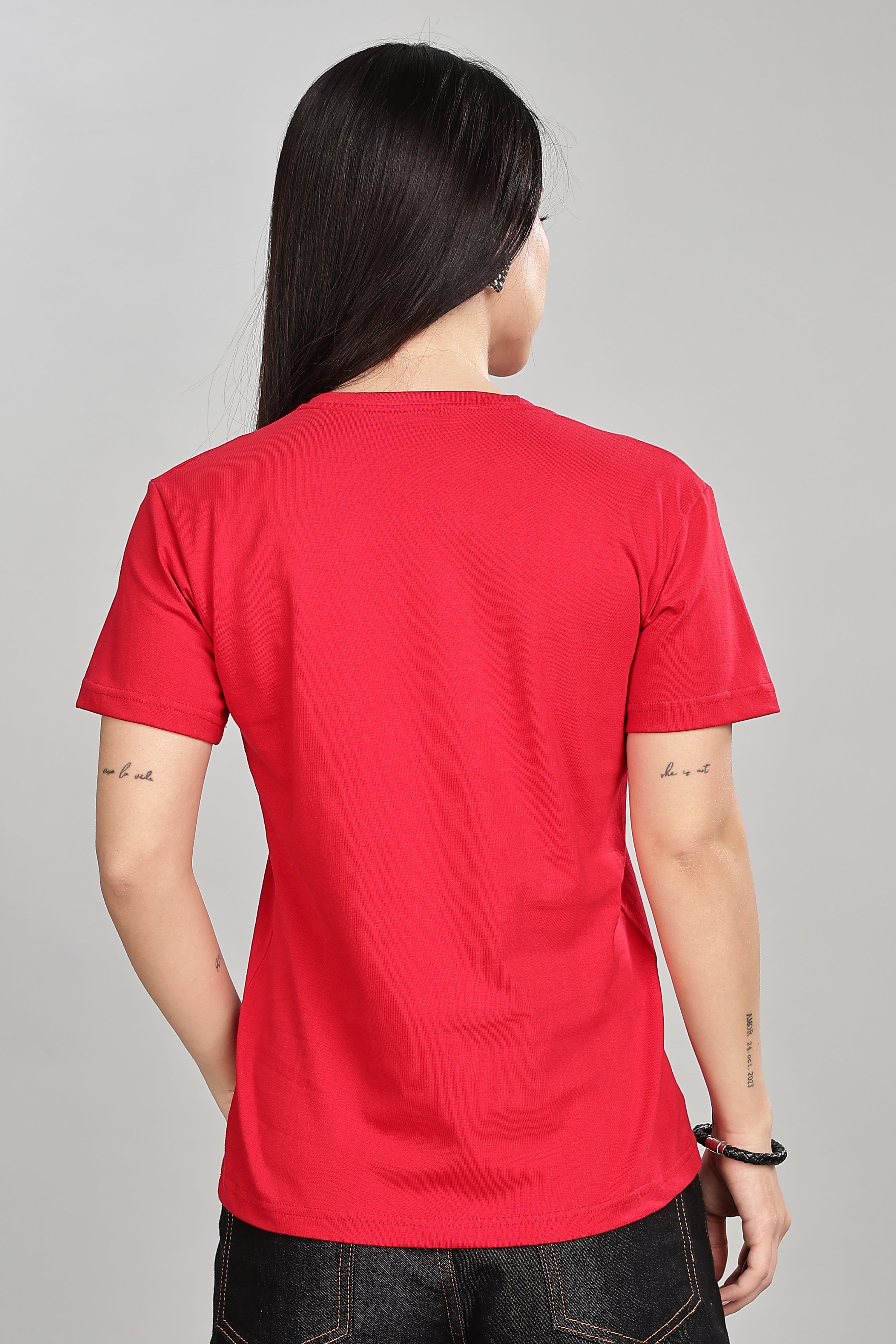 Classic Red Cotton Half Sleeve T-Shirt