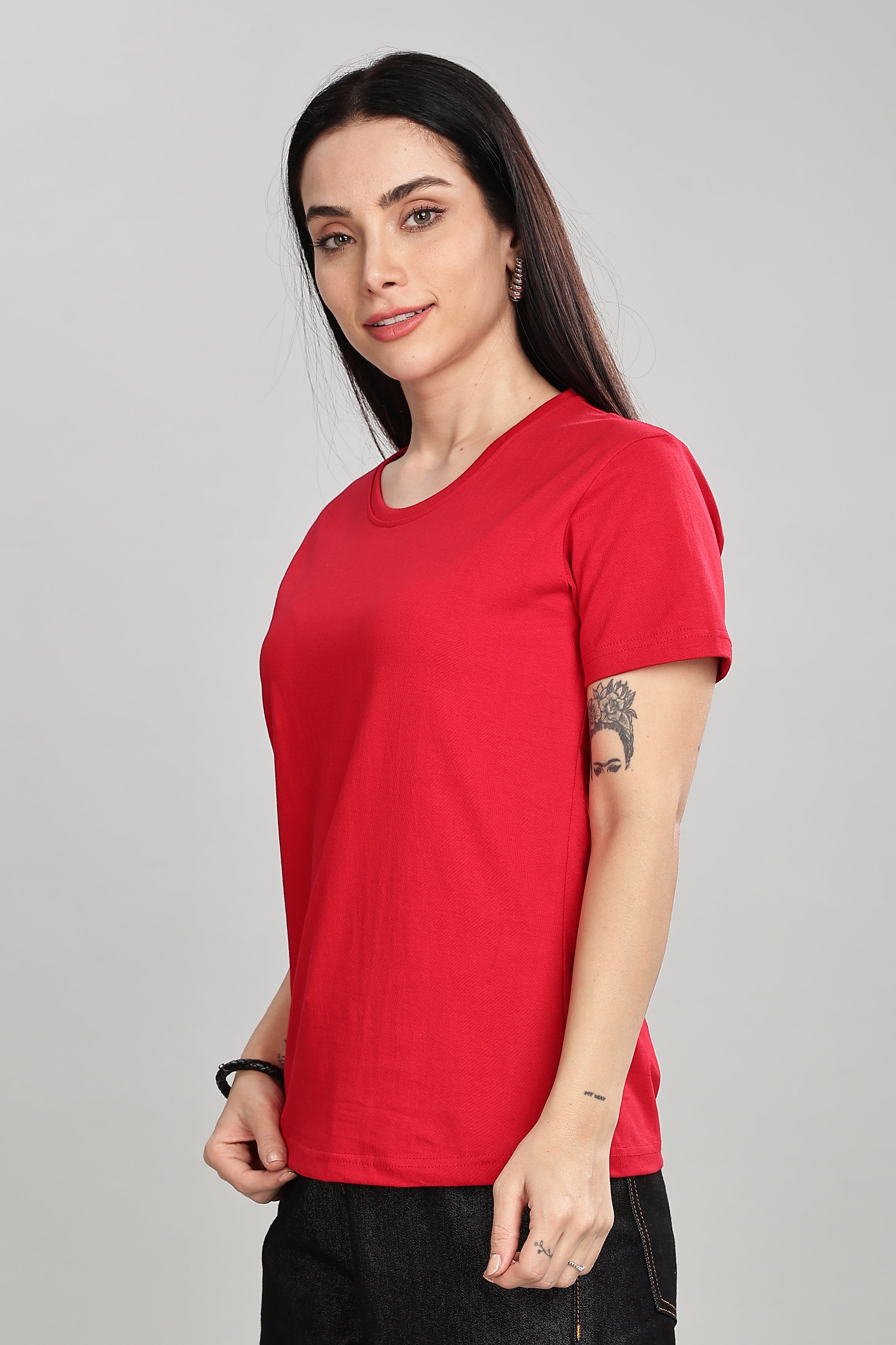 Classic Red Cotton Half Sleeve T-Shirt