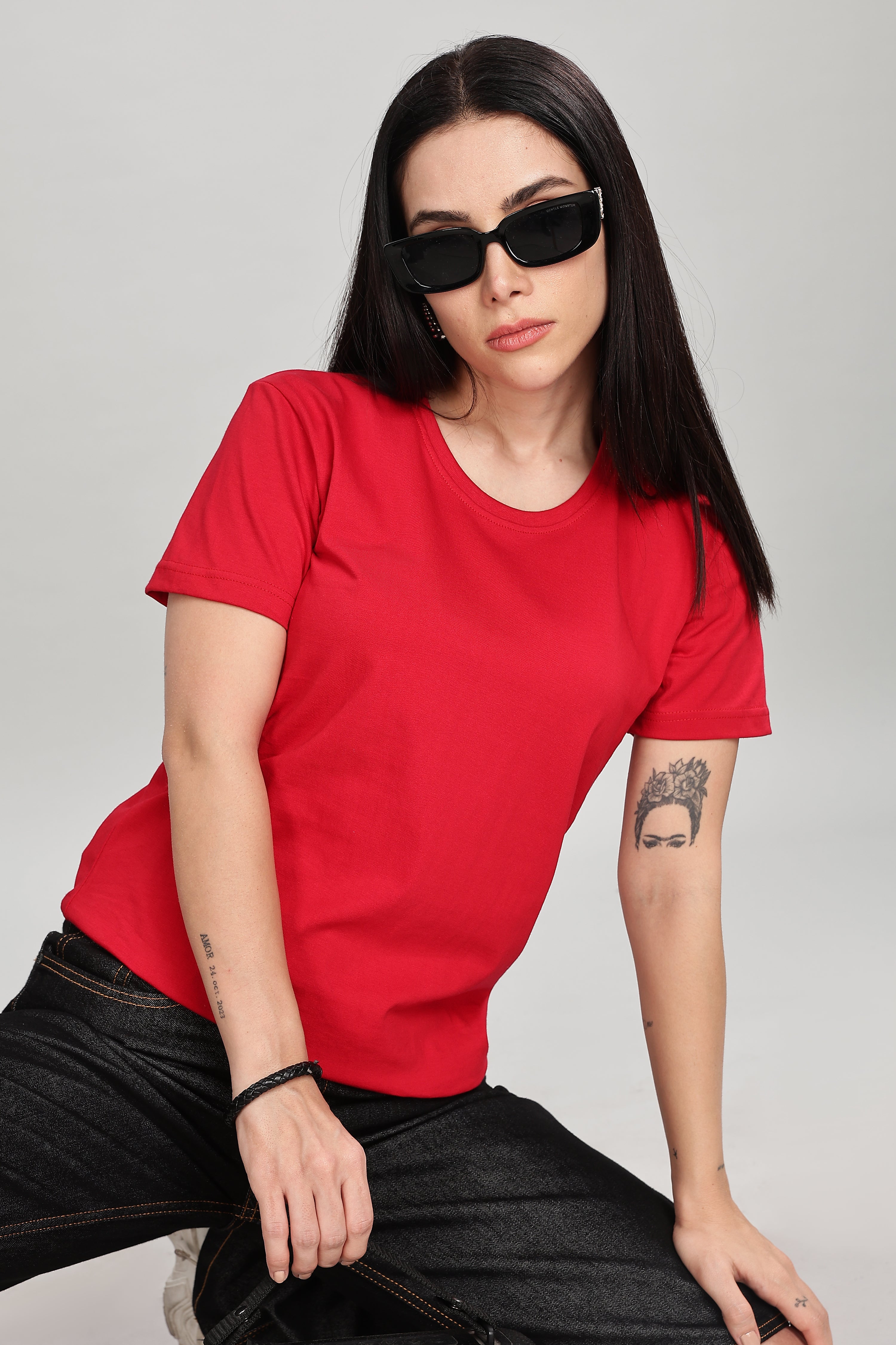 Classic Red Cotton Half Sleeve T-Shirt