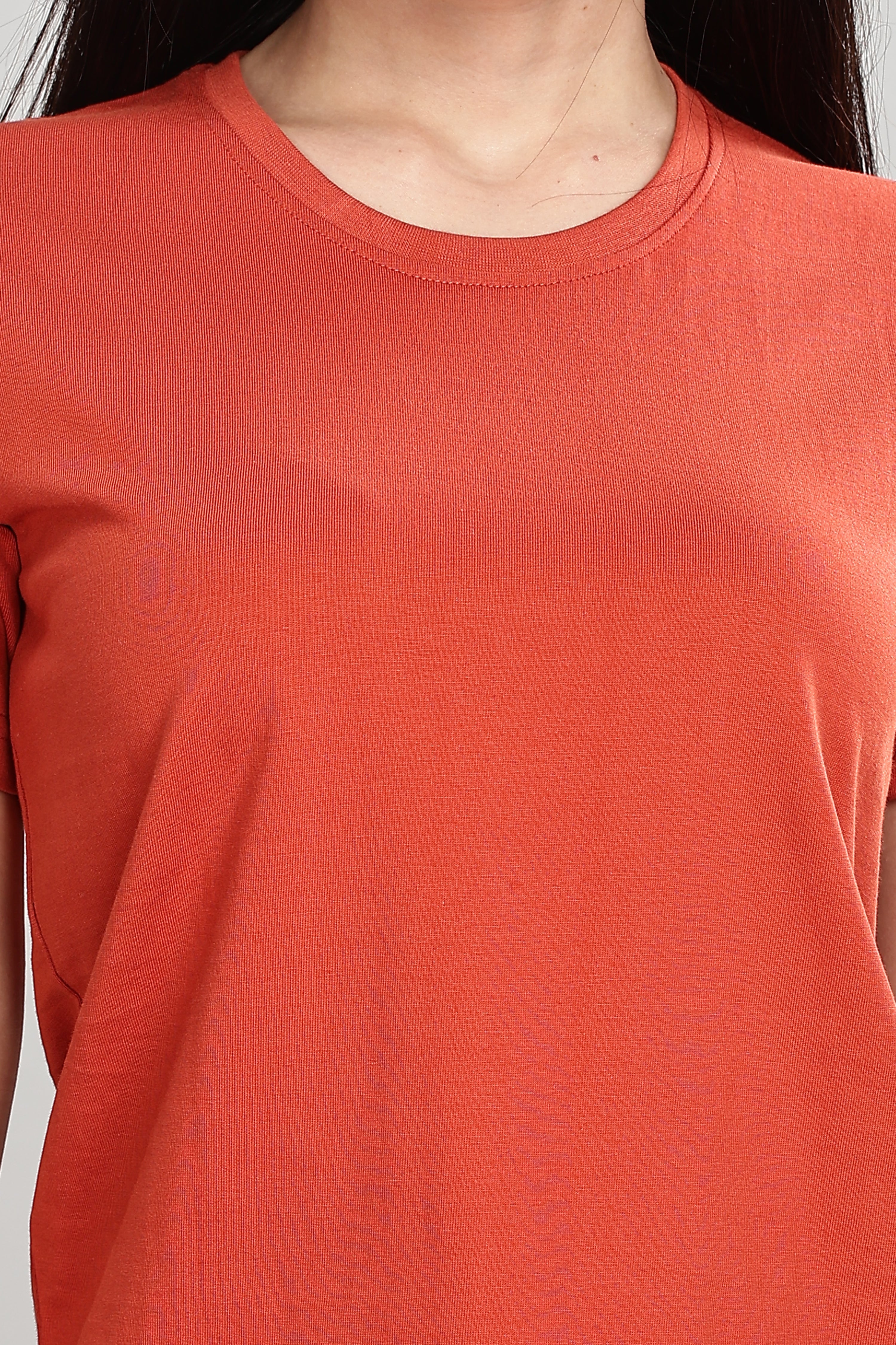 Rust Orange Cotton Half Sleeve T-Shirt