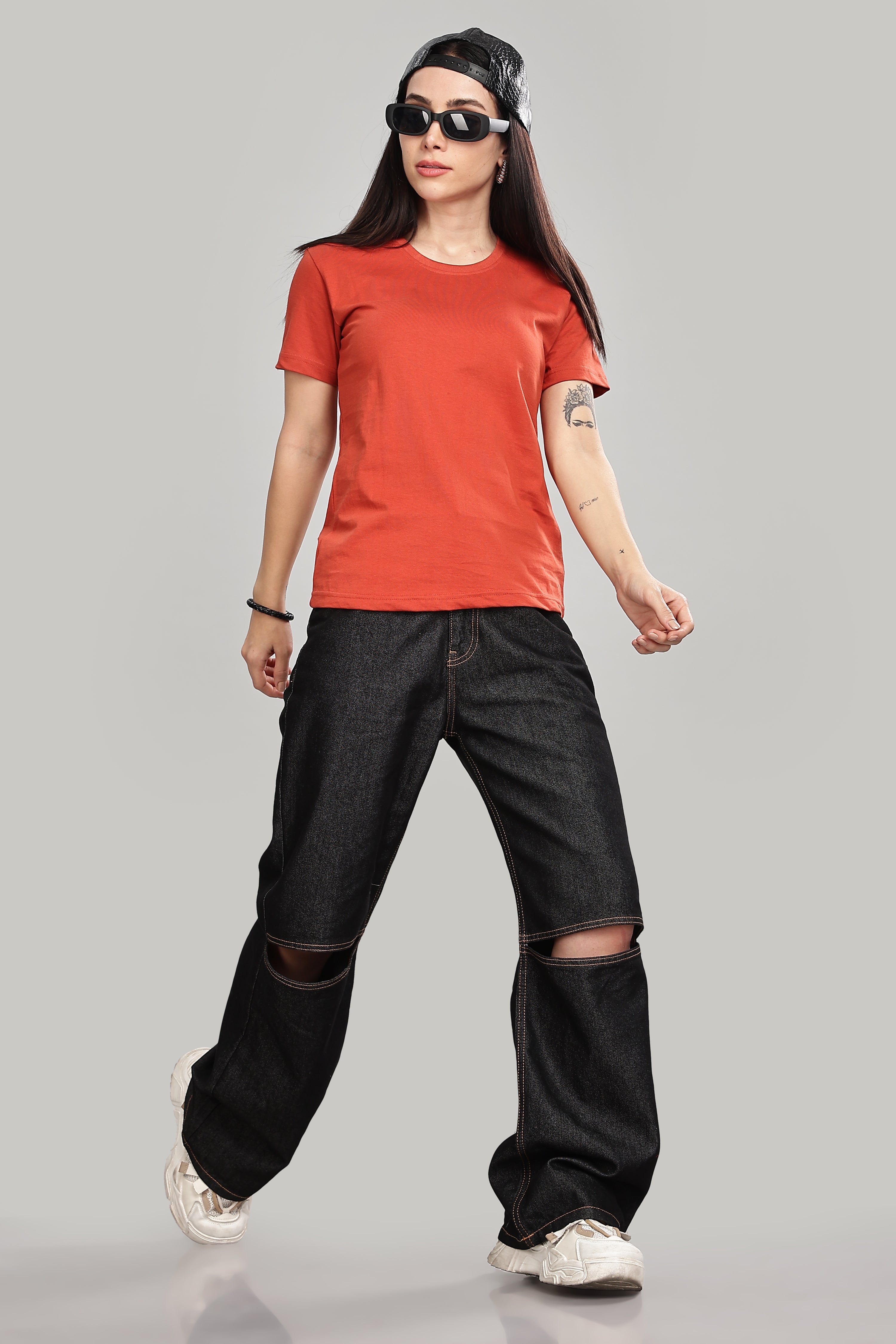 Rust Orange Cotton Half Sleeve T-Shirt