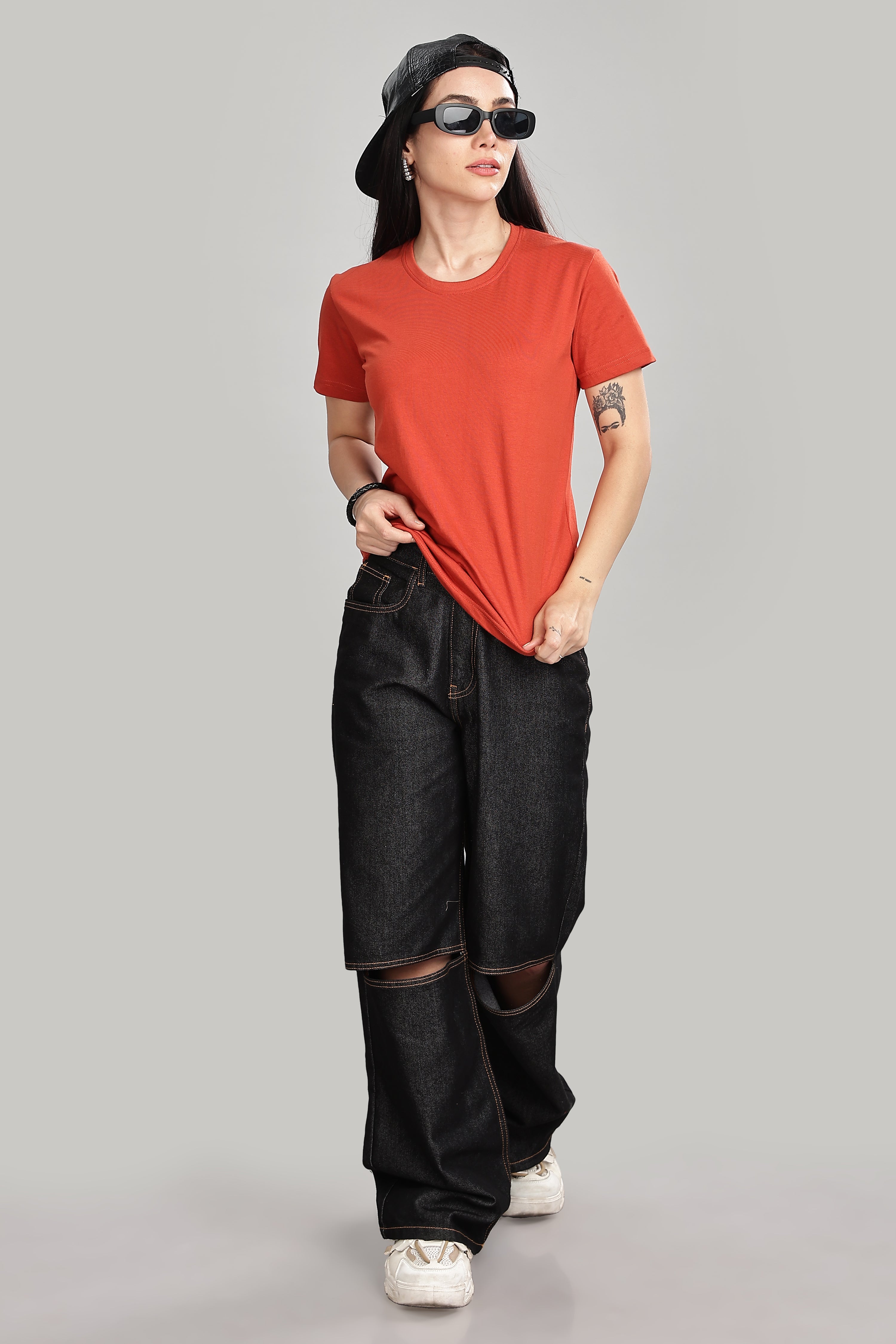 Rust Orange Cotton Half Sleeve T-Shirt