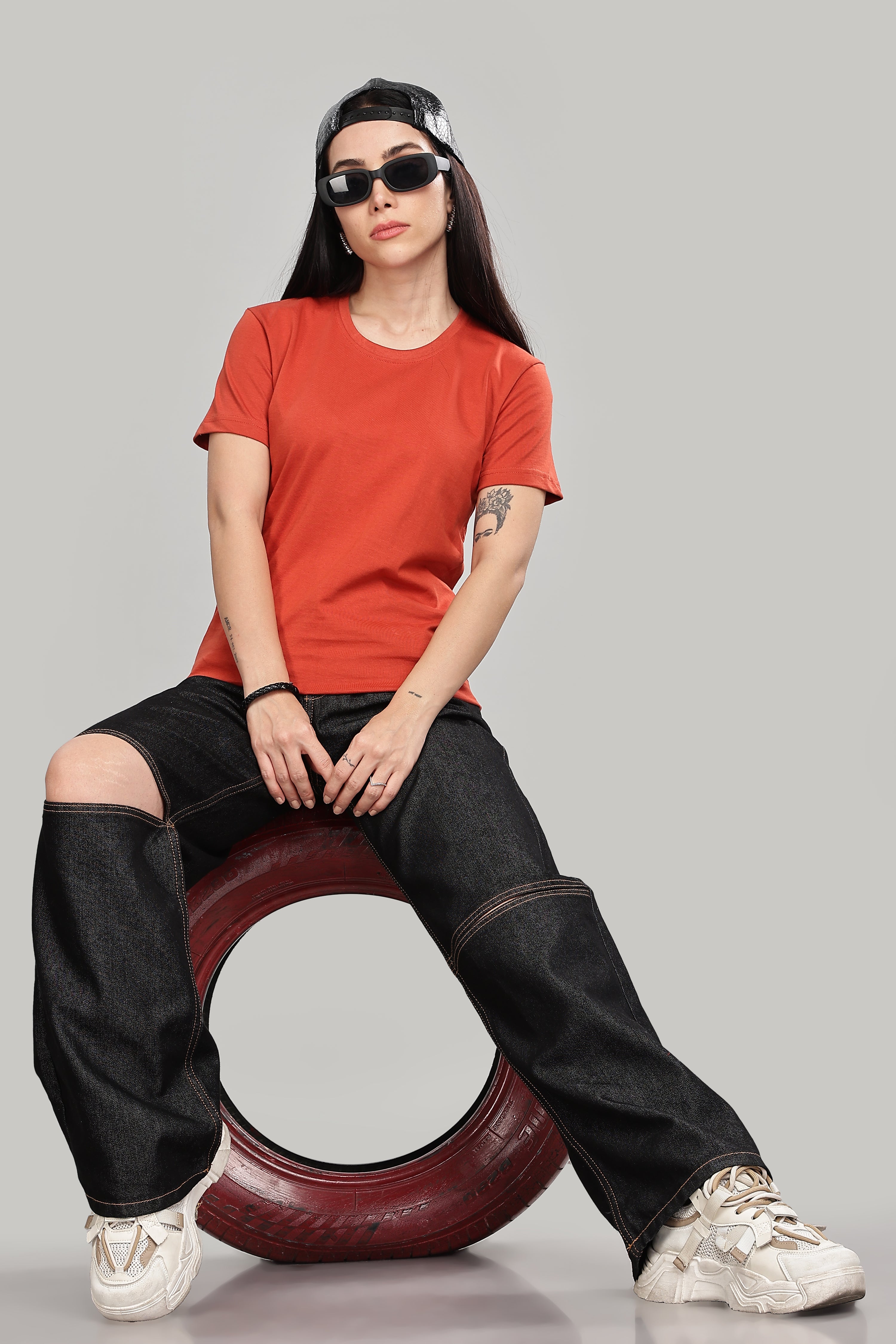 Rust Orange Cotton Half Sleeve T-Shirt