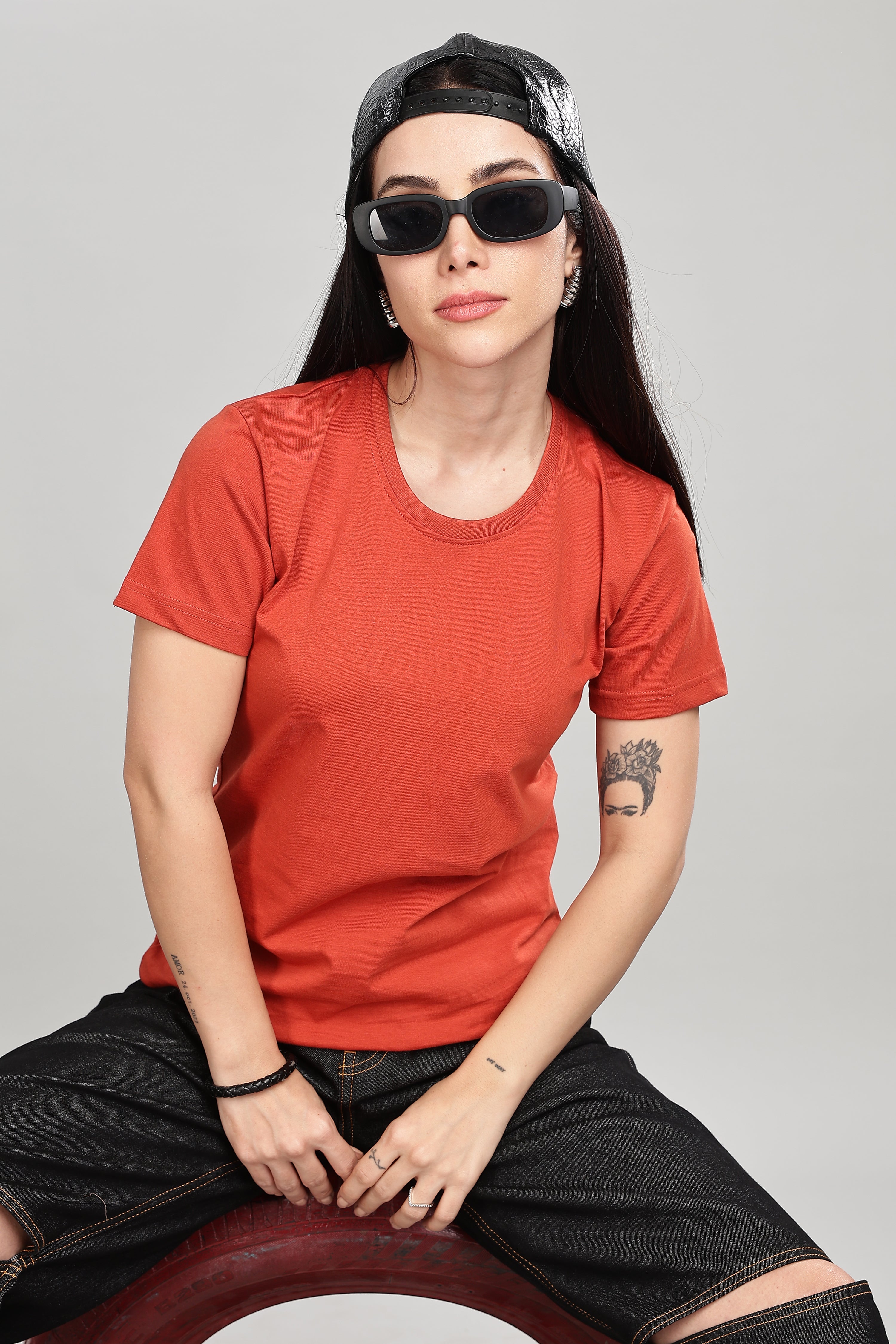Rust Orange Cotton Half Sleeve T-Shirt