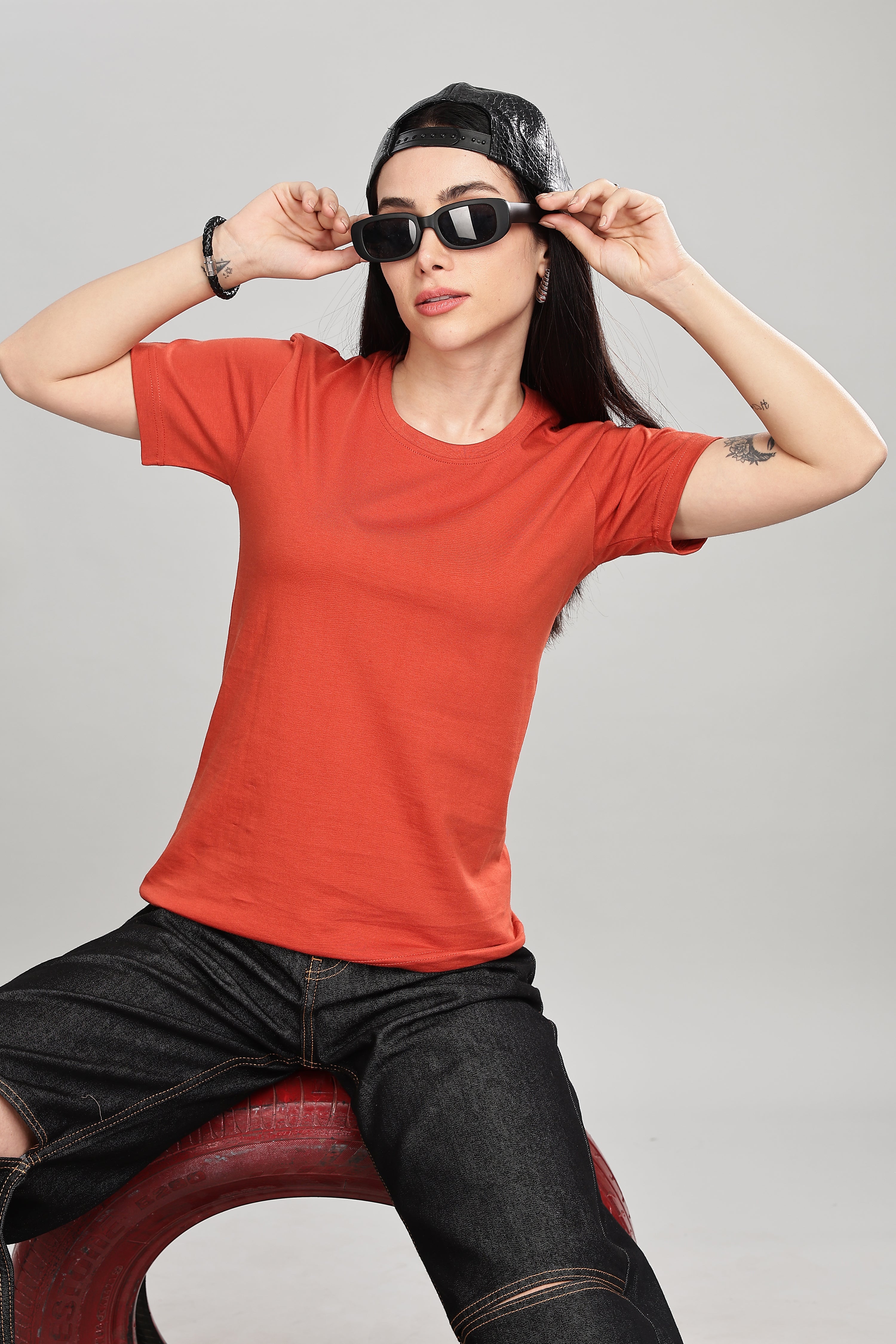 Rust Orange Cotton Half Sleeve T-Shirt
